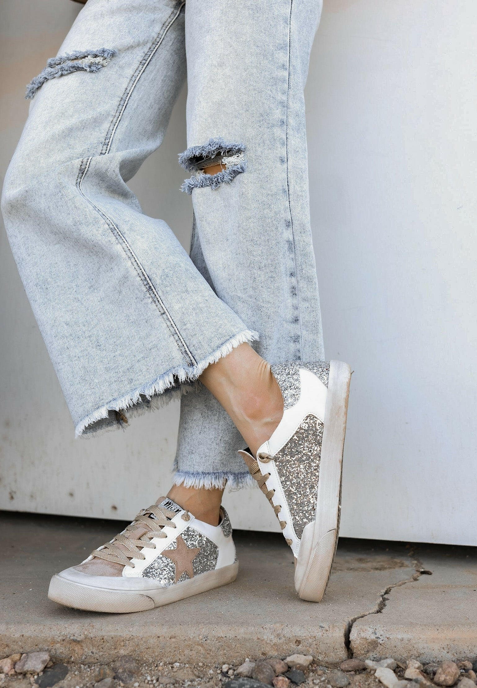 Your Favorite Neutral Glitter Star Sneaker-Sneakers-Krush Kandy, Women's Online Fashion Boutique Located in Phoenix, Arizona (Scottsdale Area)