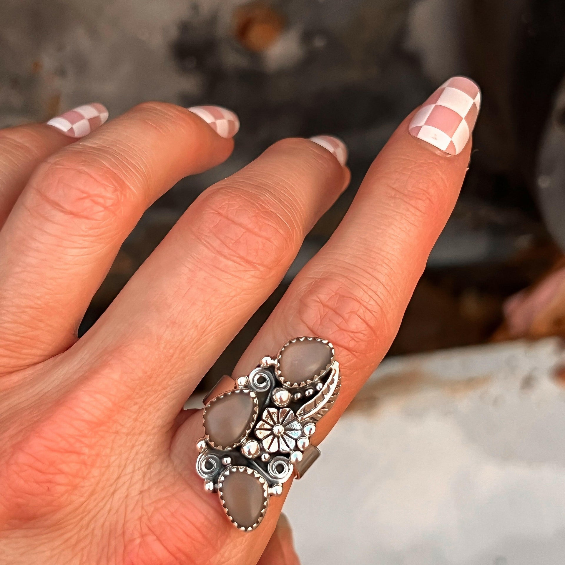 The Henley Triple Stone Flower Ring MADE TO ORDER-Cluster Rings-Krush Kandy, Women's Online Fashion Boutique Located in Phoenix, Arizona (Scottsdale Area)