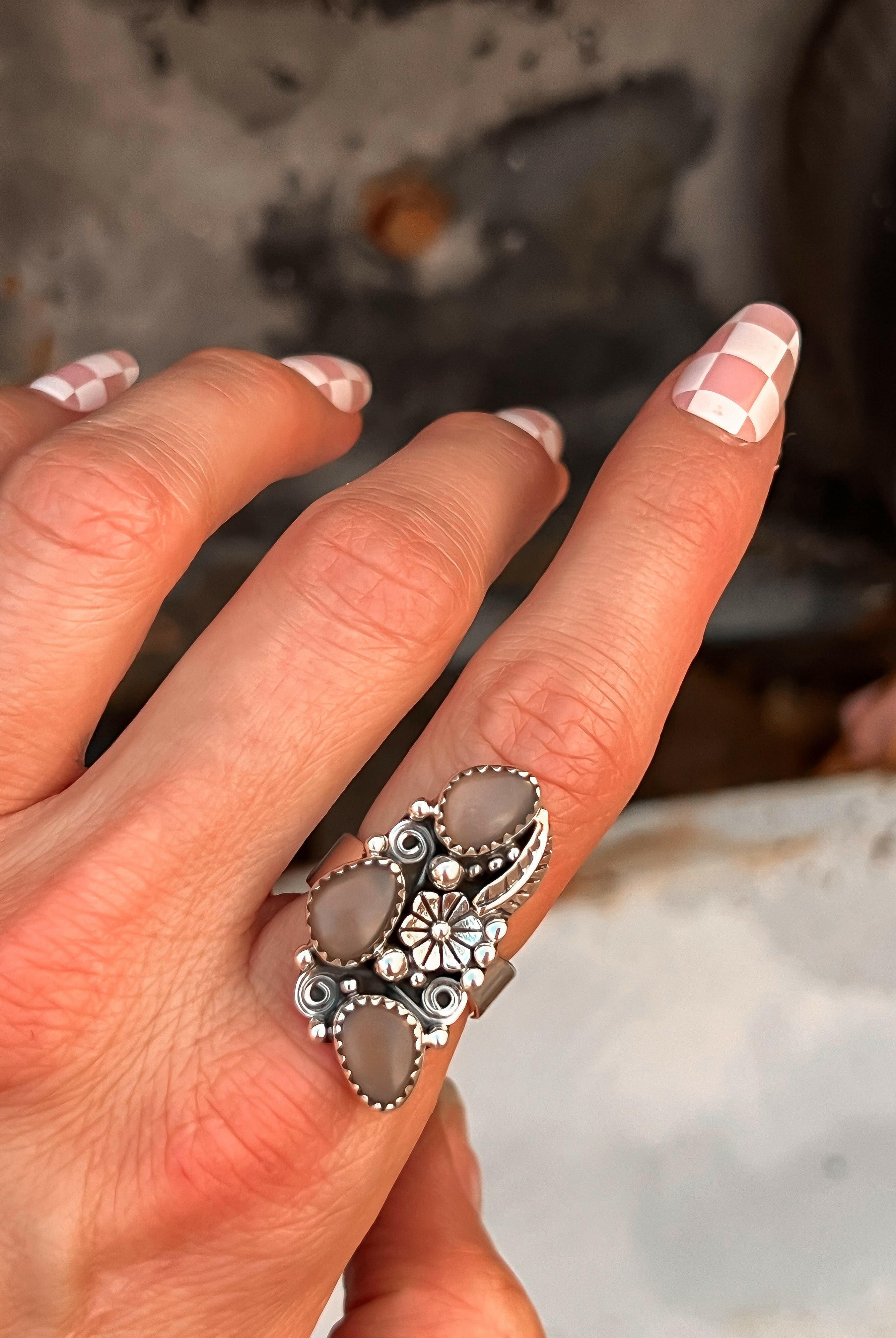 The Henley Triple Stone Flower Ring MADE TO ORDER-Cluster Rings-Krush Kandy, Women's Online Fashion Boutique Located in Phoenix, Arizona (Scottsdale Area)