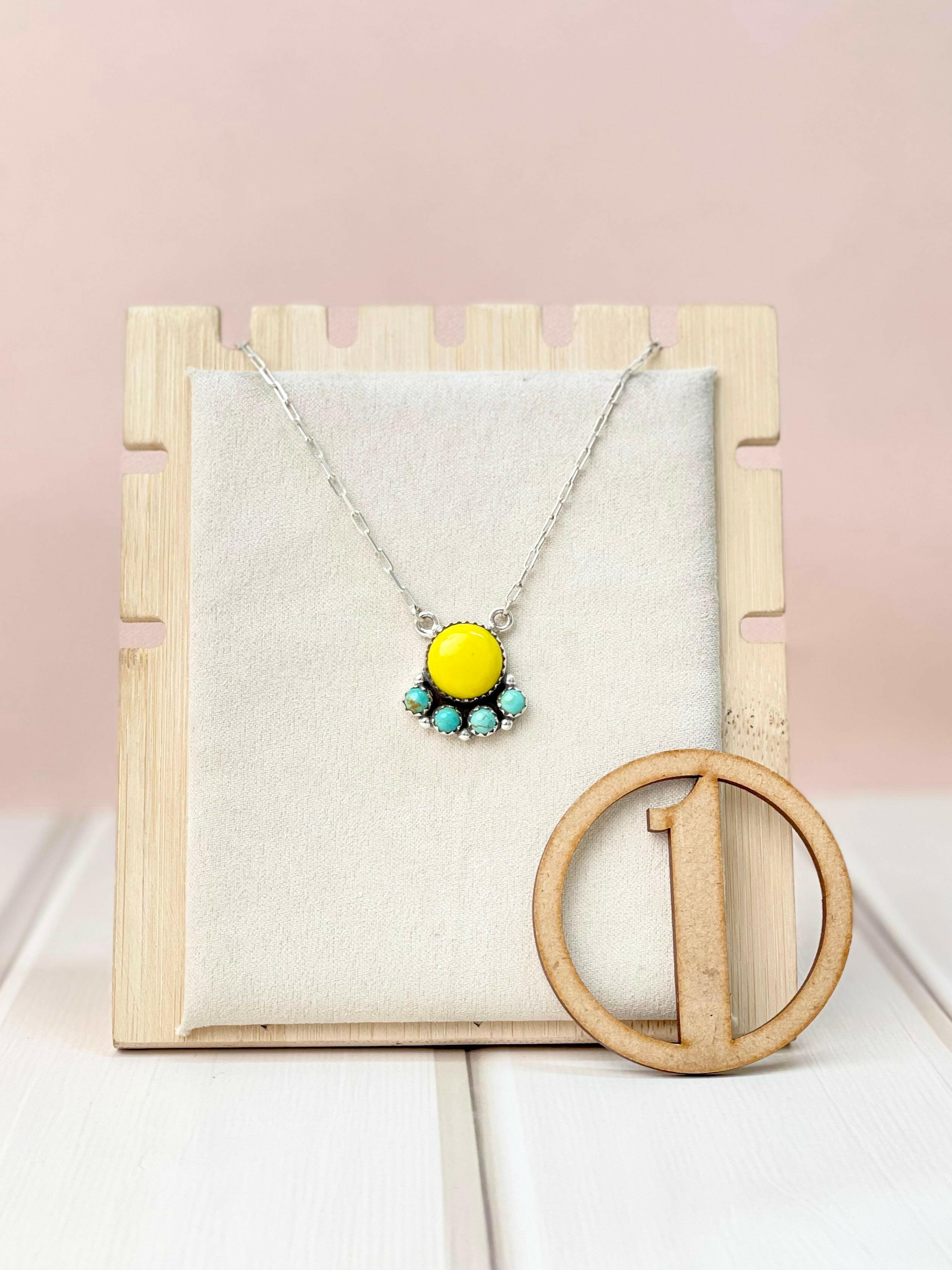 Rosarital Slab & Turquoise Chain Pendants-Necklaces-Krush Kandy, Women's Online Fashion Boutique Located in Phoenix, Arizona (Scottsdale Area)