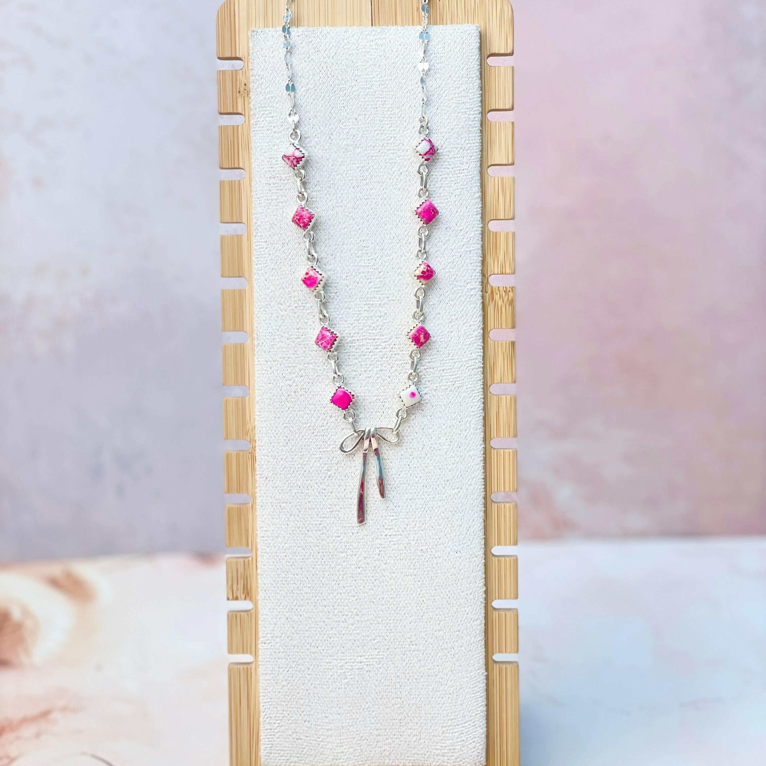 Desert Jasper & Bow Necklace-Necklaces-Krush Kandy, Women's Online Fashion Boutique Located in Phoenix, Arizona (Scottsdale Area)