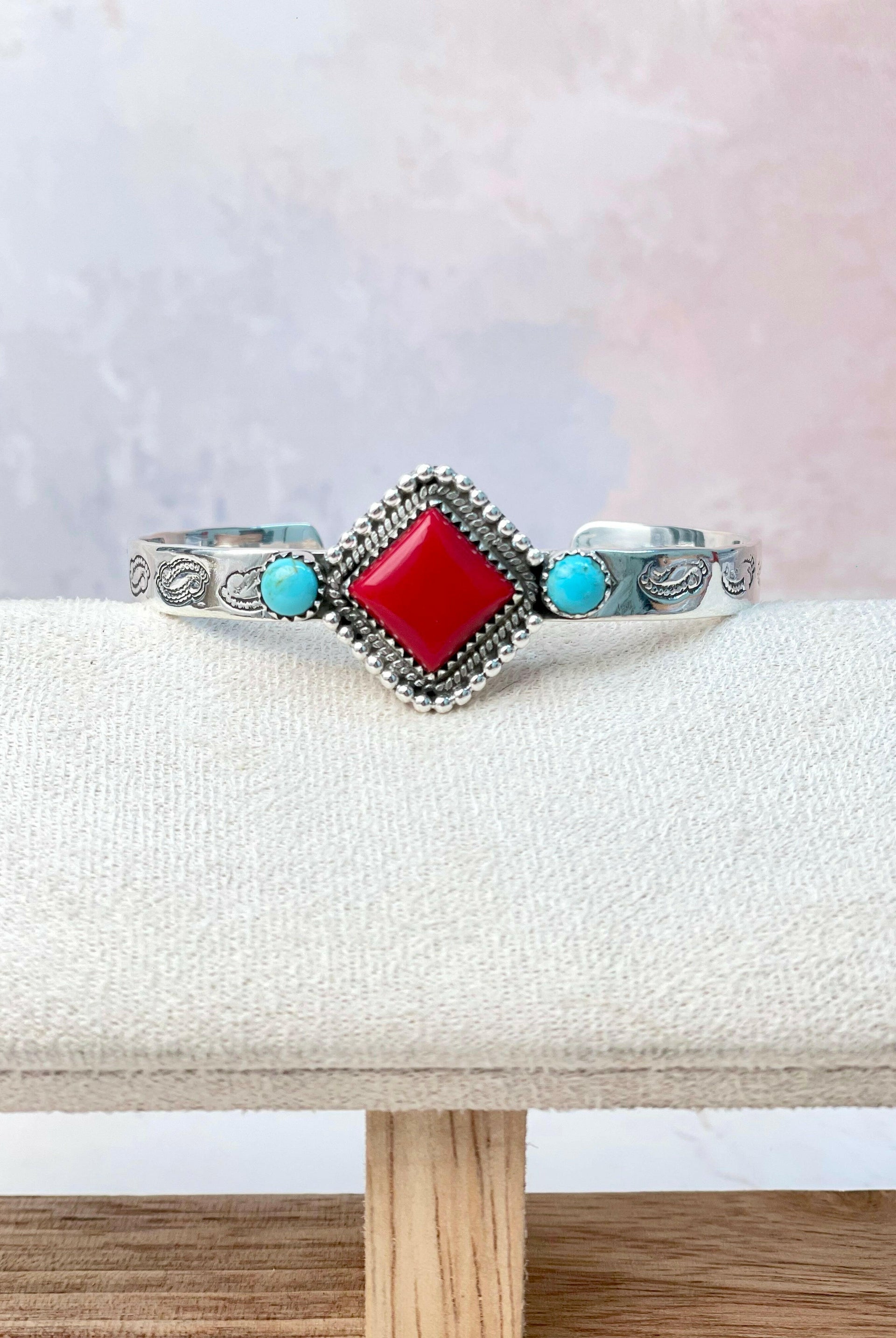 Rosarita Square Bar Turquoise Cuff-Bracelets-Krush Kandy, Women's Online Fashion Boutique Located in Phoenix, Arizona (Scottsdale Area)