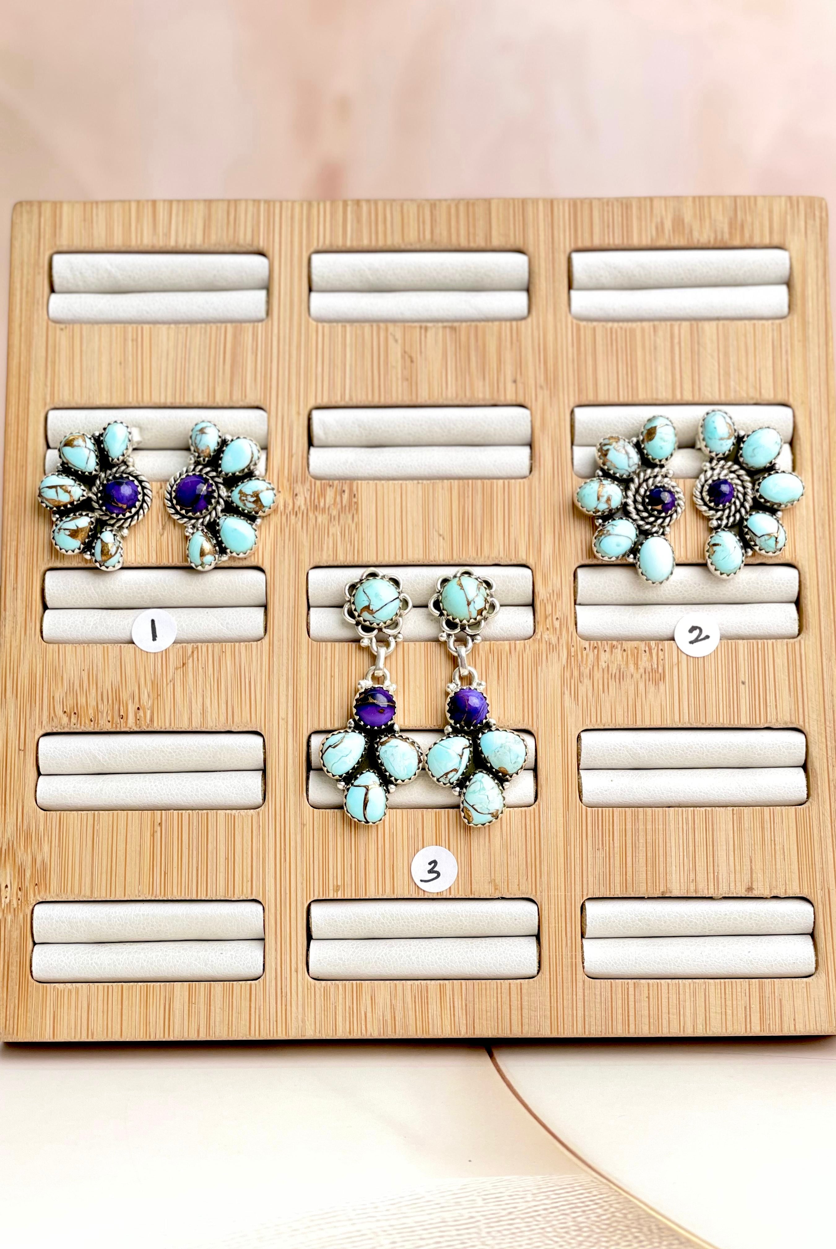 Purple Dahlia Cluster Earrings-Earrings-Krush Kandy, Women's Online Fashion Boutique Located in Phoenix, Arizona (Scottsdale Area)