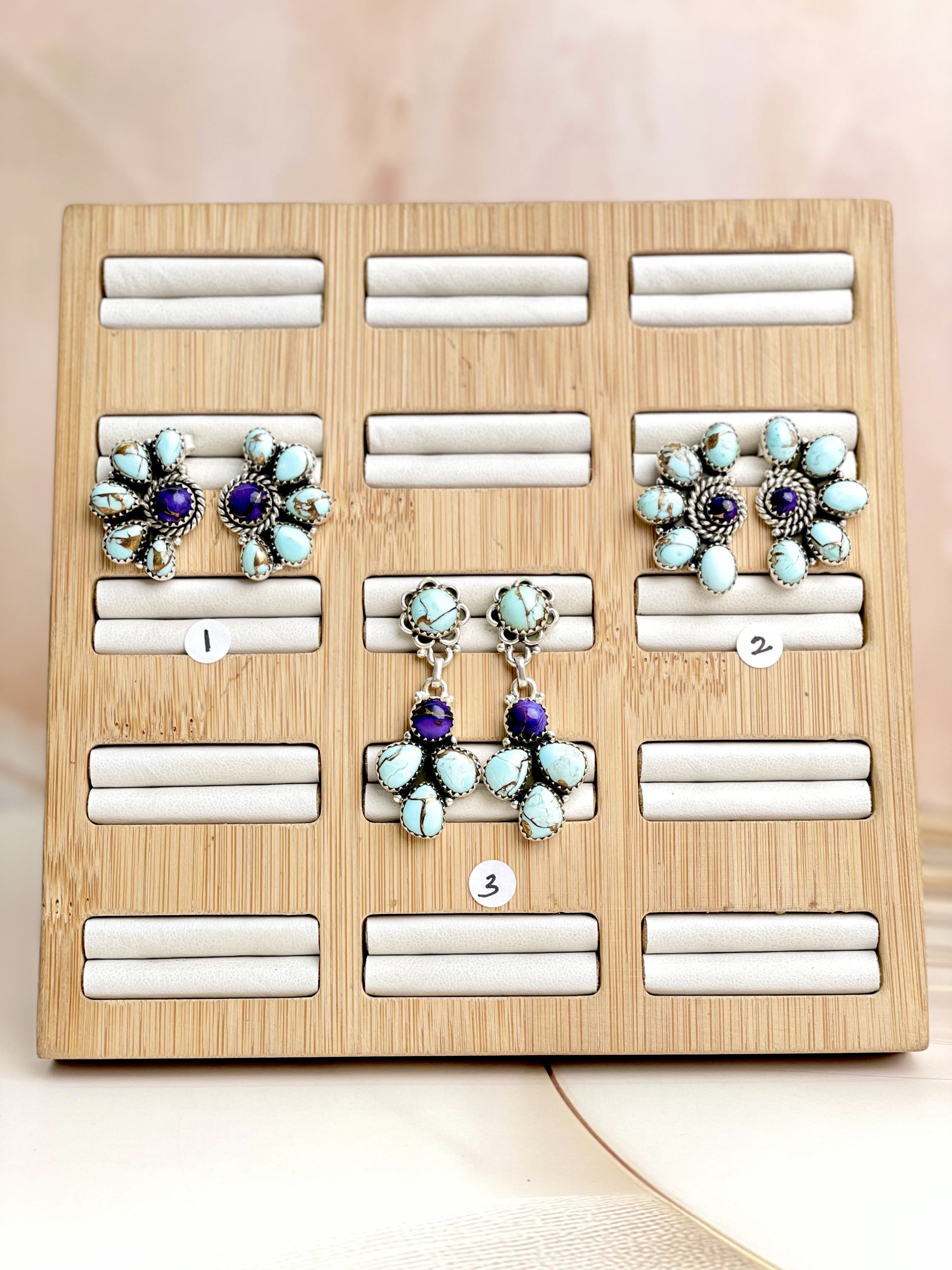Purple Dahlia Cluster Earrings-Earrings-Krush Kandy, Women's Online Fashion Boutique Located in Phoenix, Arizona (Scottsdale Area)