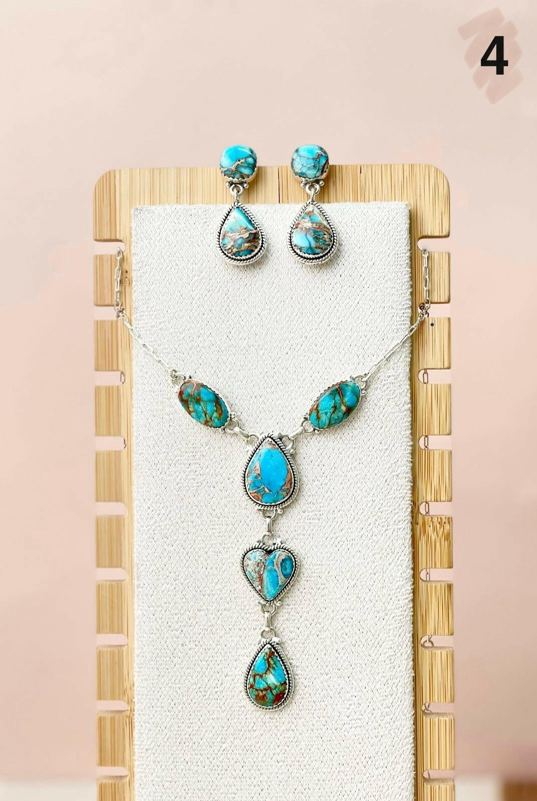 Desert Blue Jasper Necklace and Earring Set-Necklaces-Krush Kandy, Women's Online Fashion Boutique Located in Phoenix, Arizona (Scottsdale Area)