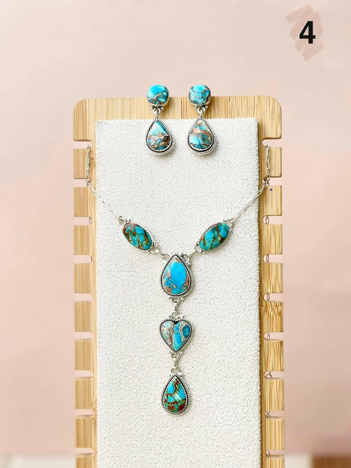 Desert Blue Jasper Necklace and Earring Set-Necklaces-Krush Kandy, Women's Online Fashion Boutique Located in Phoenix, Arizona (Scottsdale Area)