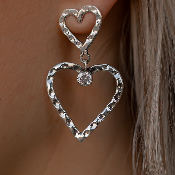 Double The Love Sterling Silver Single Stone Earrings-Earrings-Krush Kandy, Women's Online Fashion Boutique Located in Phoenix, Arizona (Scottsdale Area)