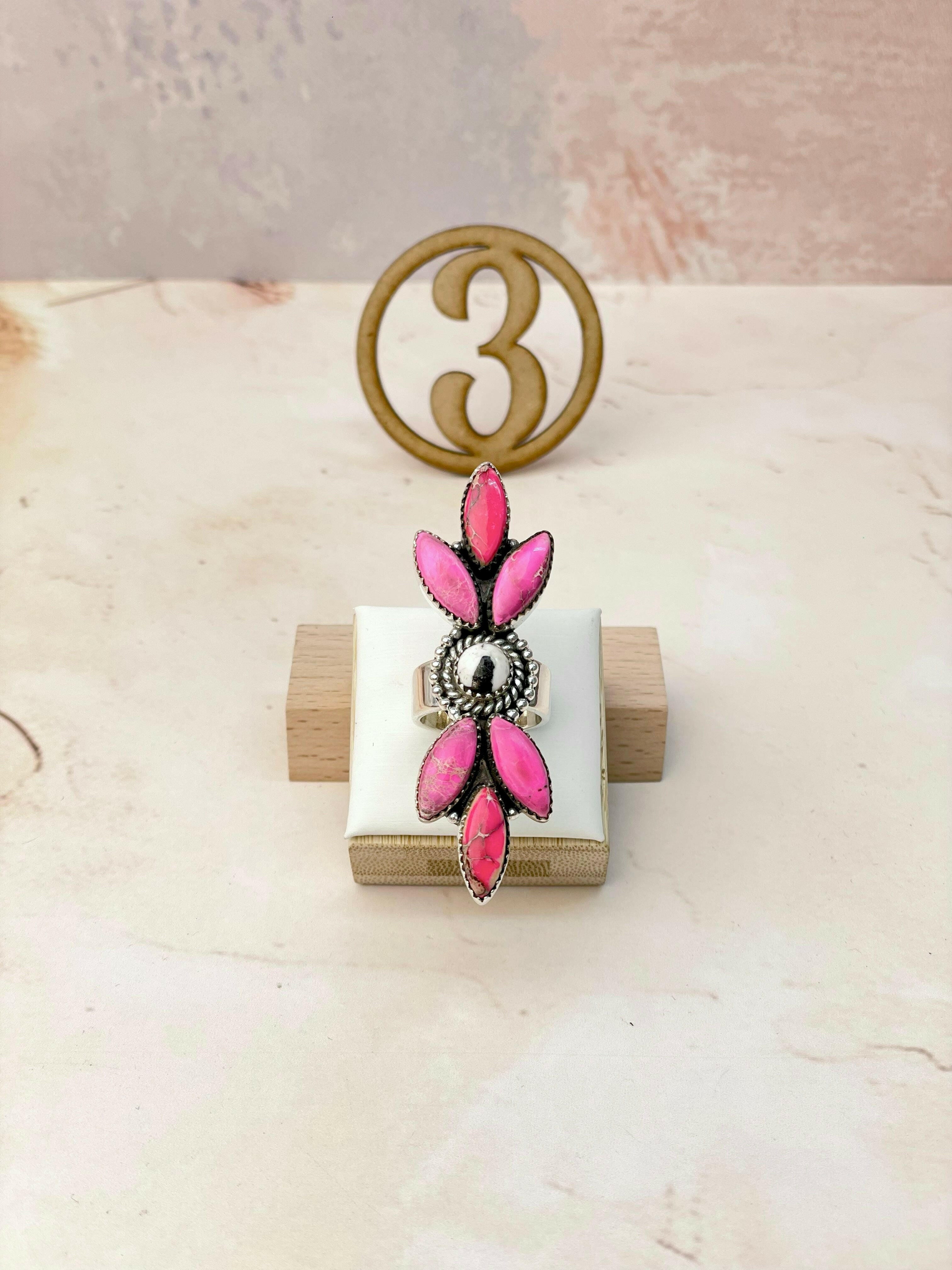 Desert Pink Jasper Petal Crawler Ring-Rings-Krush Kandy, Women's Online Fashion Boutique Located in Phoenix, Arizona (Scottsdale Area)