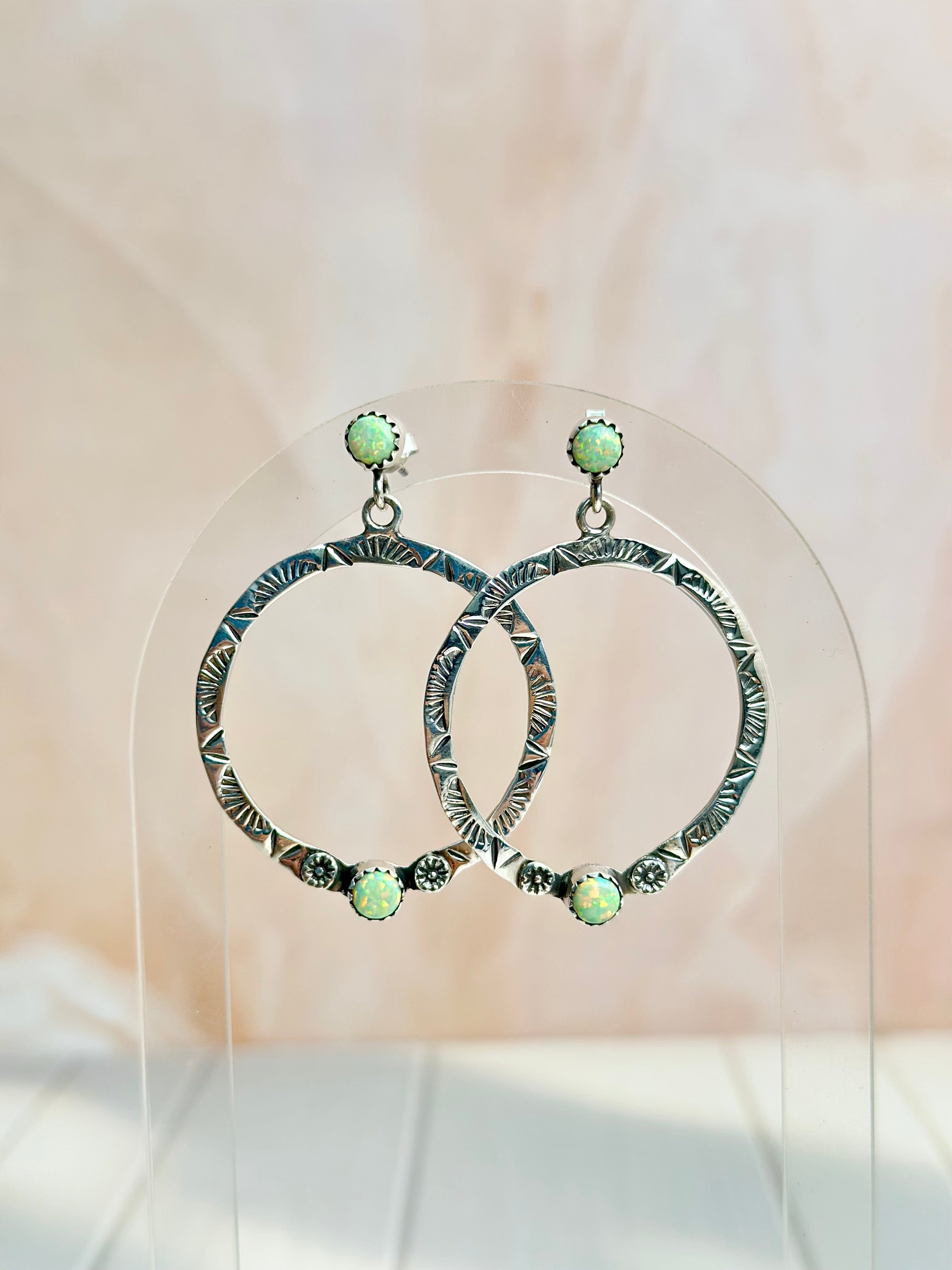 Boho Hoops Opal Earrings-Earrings-Krush Kandy, Women's Online Fashion Boutique Located in Phoenix, Arizona (Scottsdale Area)