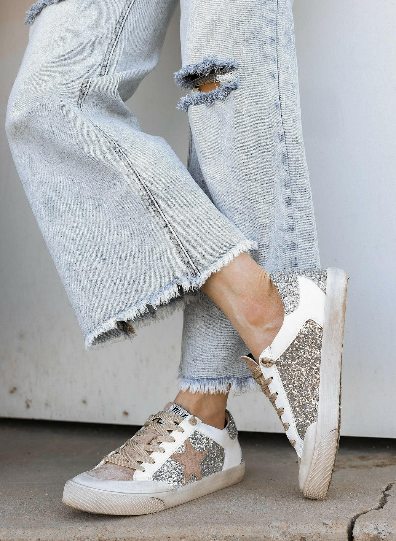 Your Favorite Neutral Glitter Star Sneaker-Sneakers-Krush Kandy, Women's Online Fashion Boutique Located in Phoenix, Arizona (Scottsdale Area)