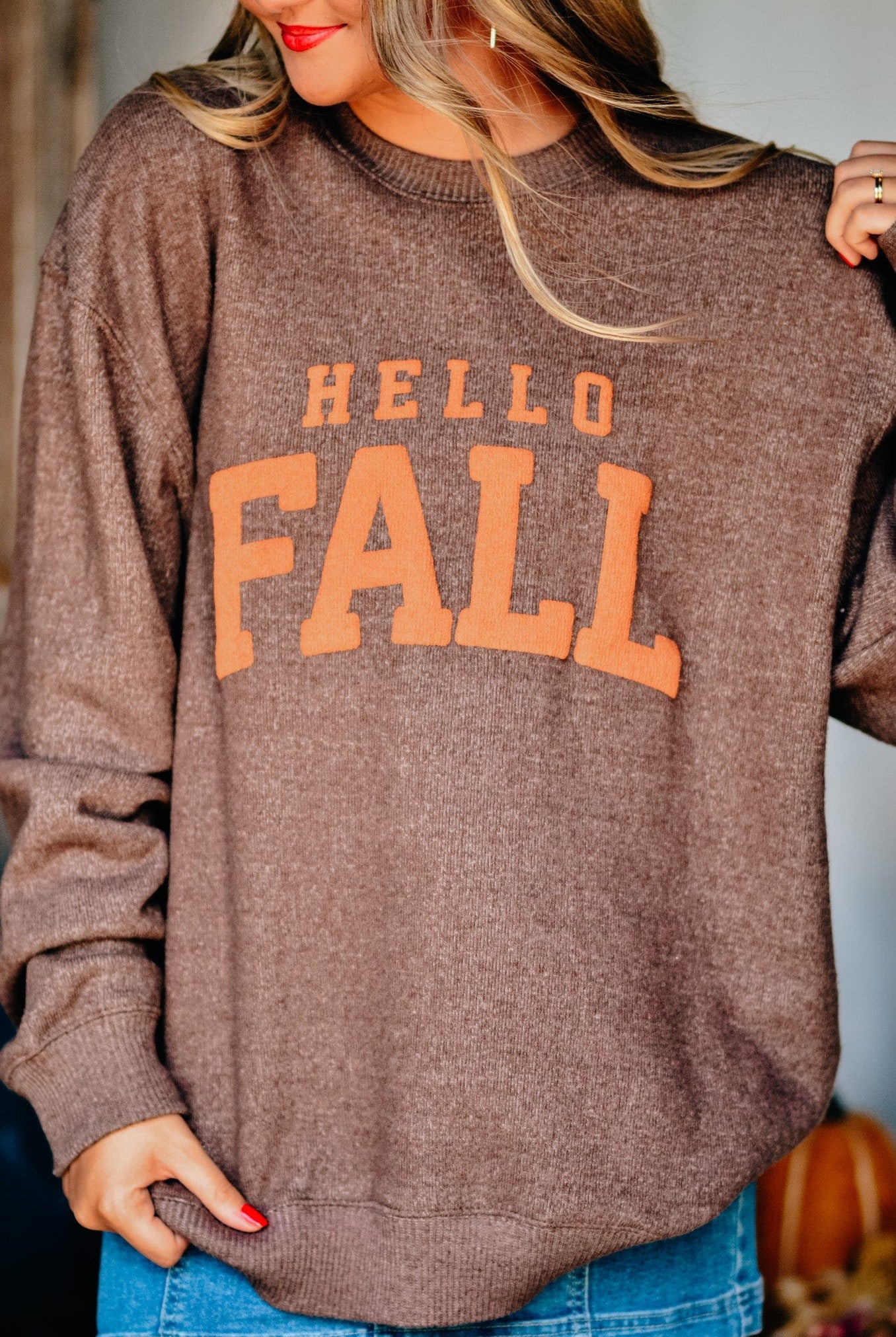 Hello Fall Knit Sweatshirt-Krush Kandy, Women's Online Fashion Boutique Located in Phoenix, Arizona (Scottsdale Area)