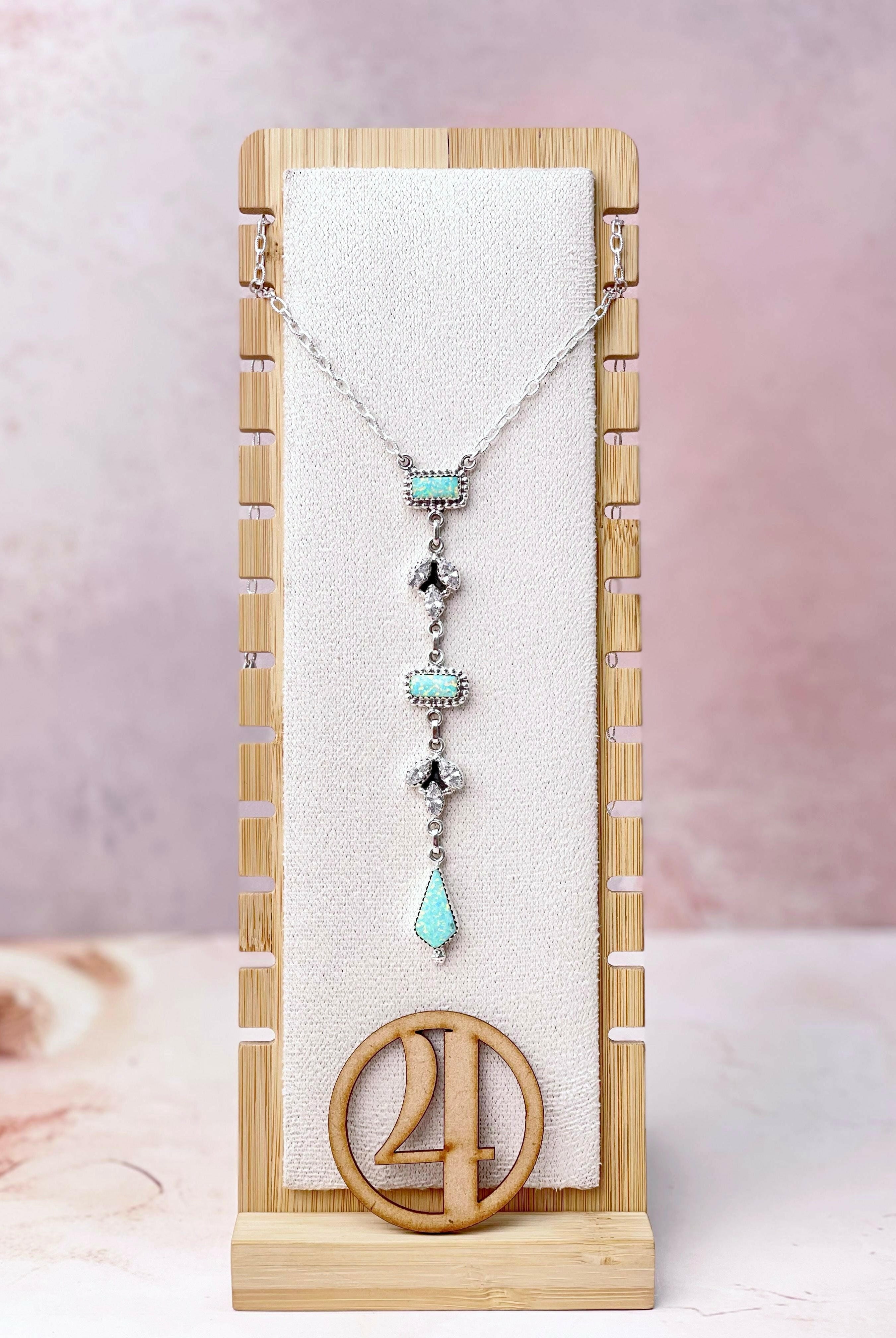 Opal and CZ Date Night Chain Necklace-Necklaces-Krush Kandy, Women's Online Fashion Boutique Located in Phoenix, Arizona (Scottsdale Area)