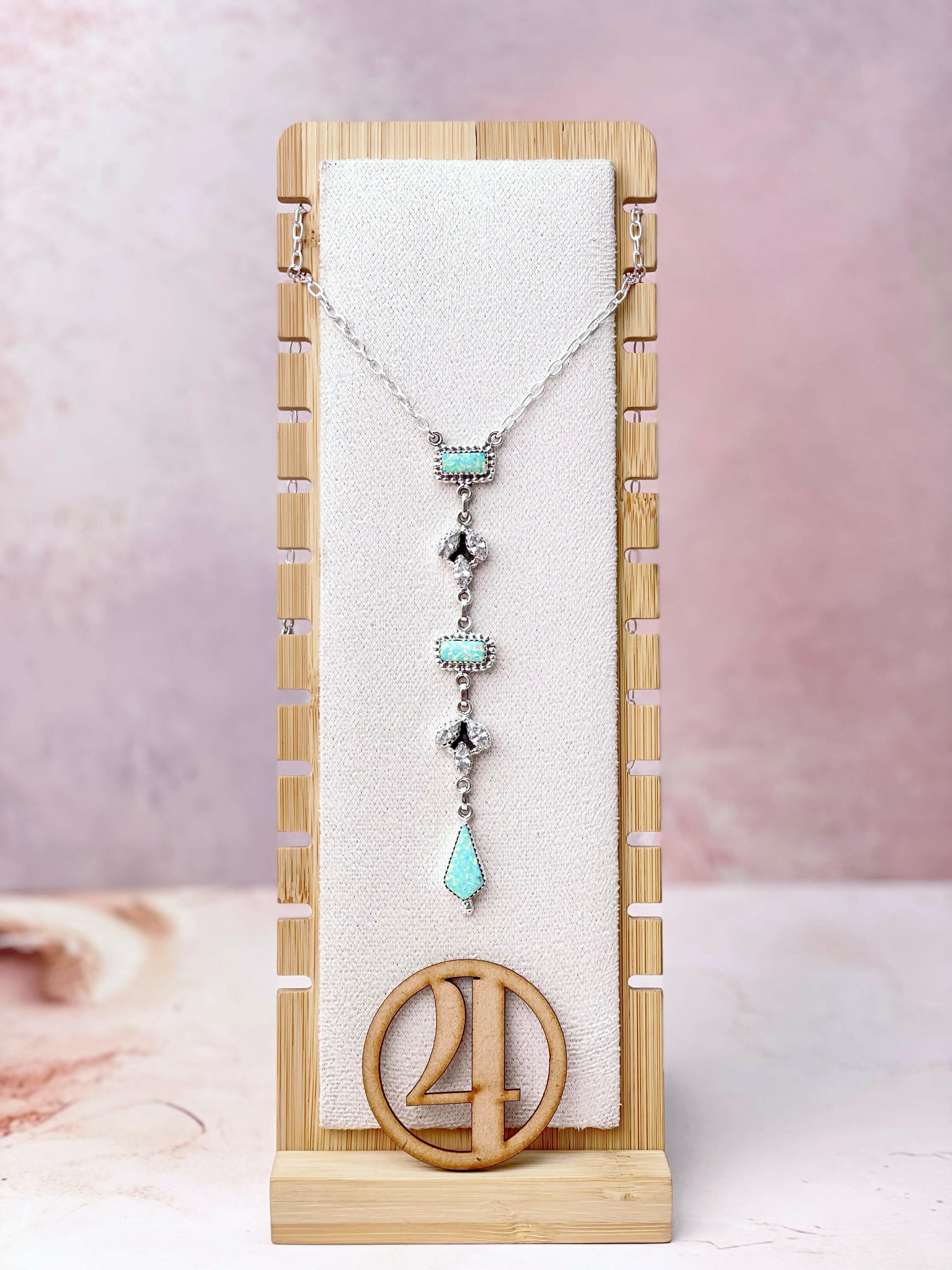 Opal and CZ Date Night Chain Necklace-Necklaces-Krush Kandy, Women's Online Fashion Boutique Located in Phoenix, Arizona (Scottsdale Area)