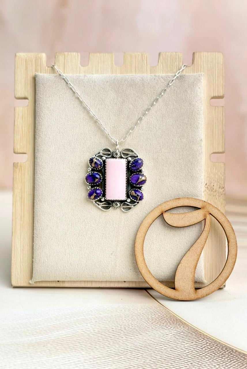 Pink Conch & Berry Dahlia Cluster Necklace-Necklaces-Krush Kandy, Women's Online Fashion Boutique Located in Phoenix, Arizona (Scottsdale Area)