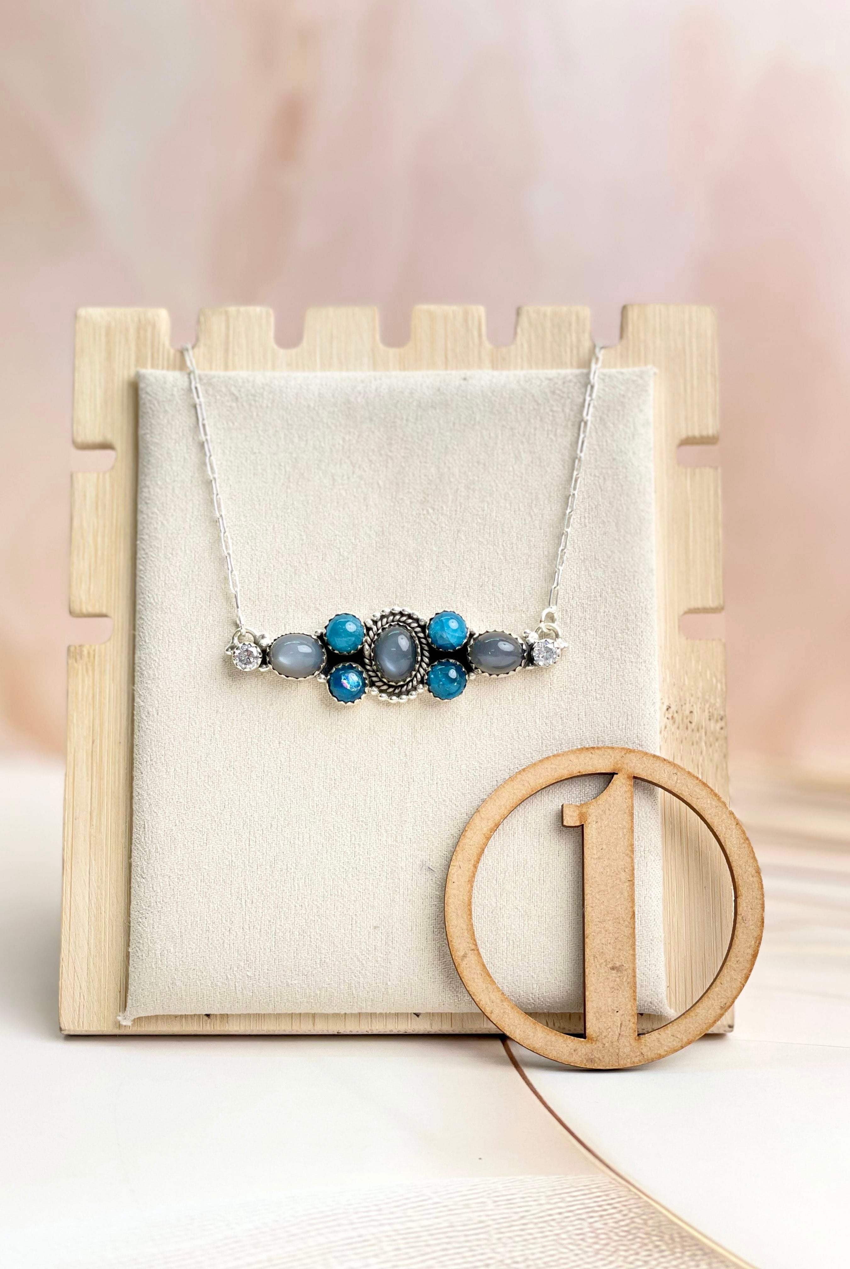 Grey Moonstone & Blue Apatite Necklace Sno 11-Necklaces-Krush Kandy, Women's Online Fashion Boutique Located in Phoenix, Arizona (Scottsdale Area)