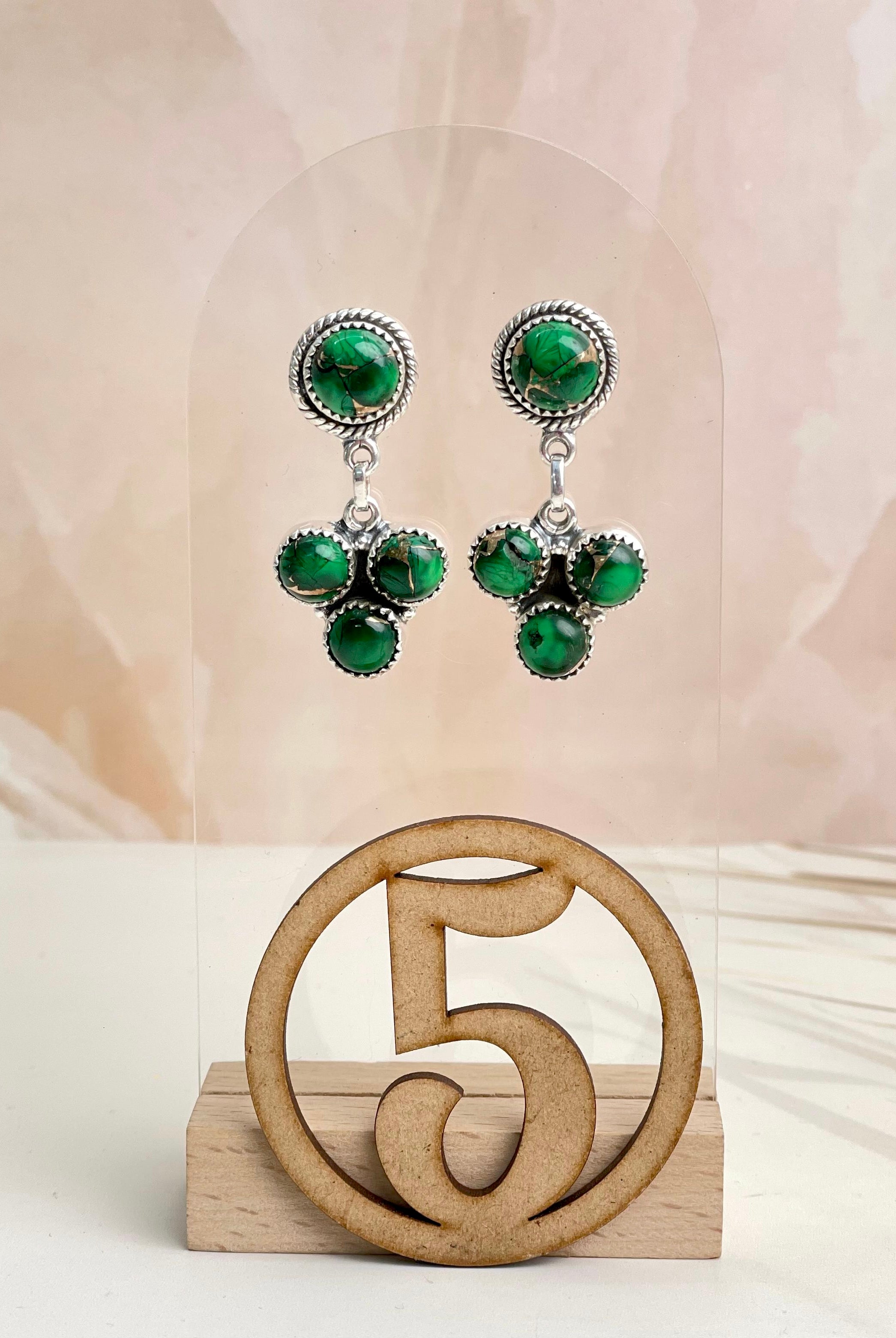 Irish Green Dahlia Studs sno 3-Earrings-Krush Kandy, Women's Online Fashion Boutique Located in Phoenix, Arizona (Scottsdale Area)