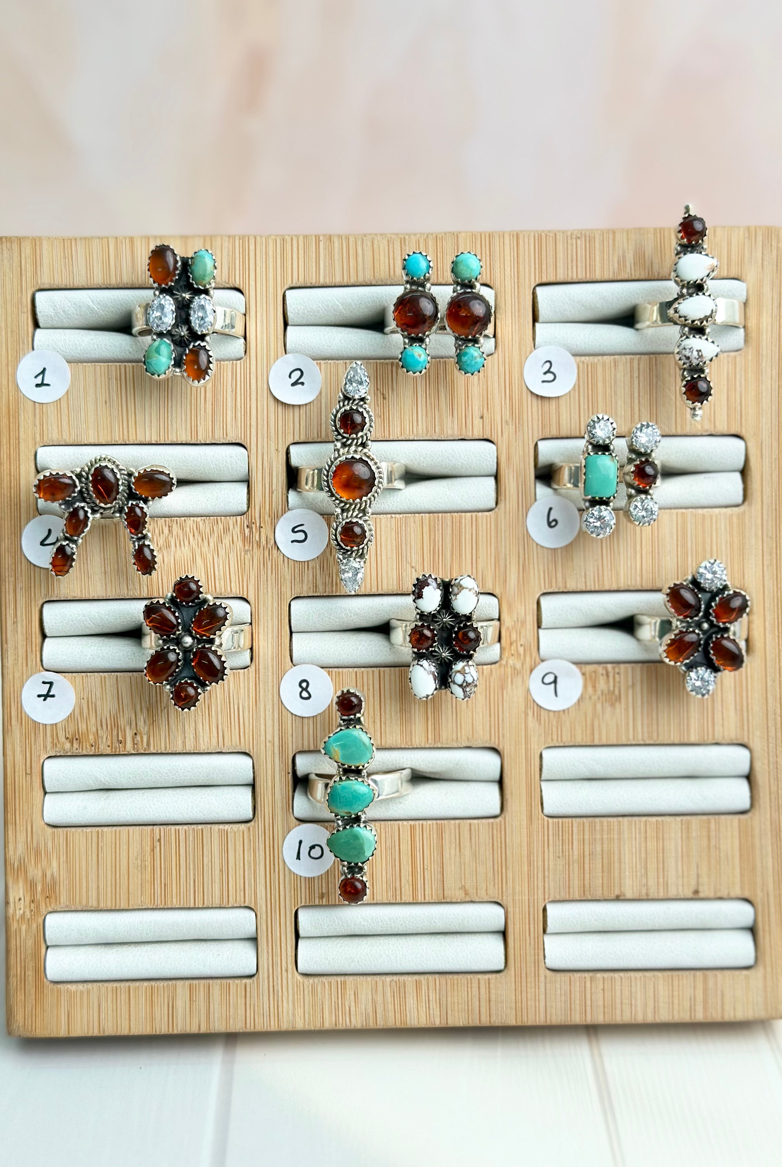 Amber, Turquoise & Crystal Rings-Rings-Krush Kandy, Women's Online Fashion Boutique Located in Phoenix, Arizona (Scottsdale Area)