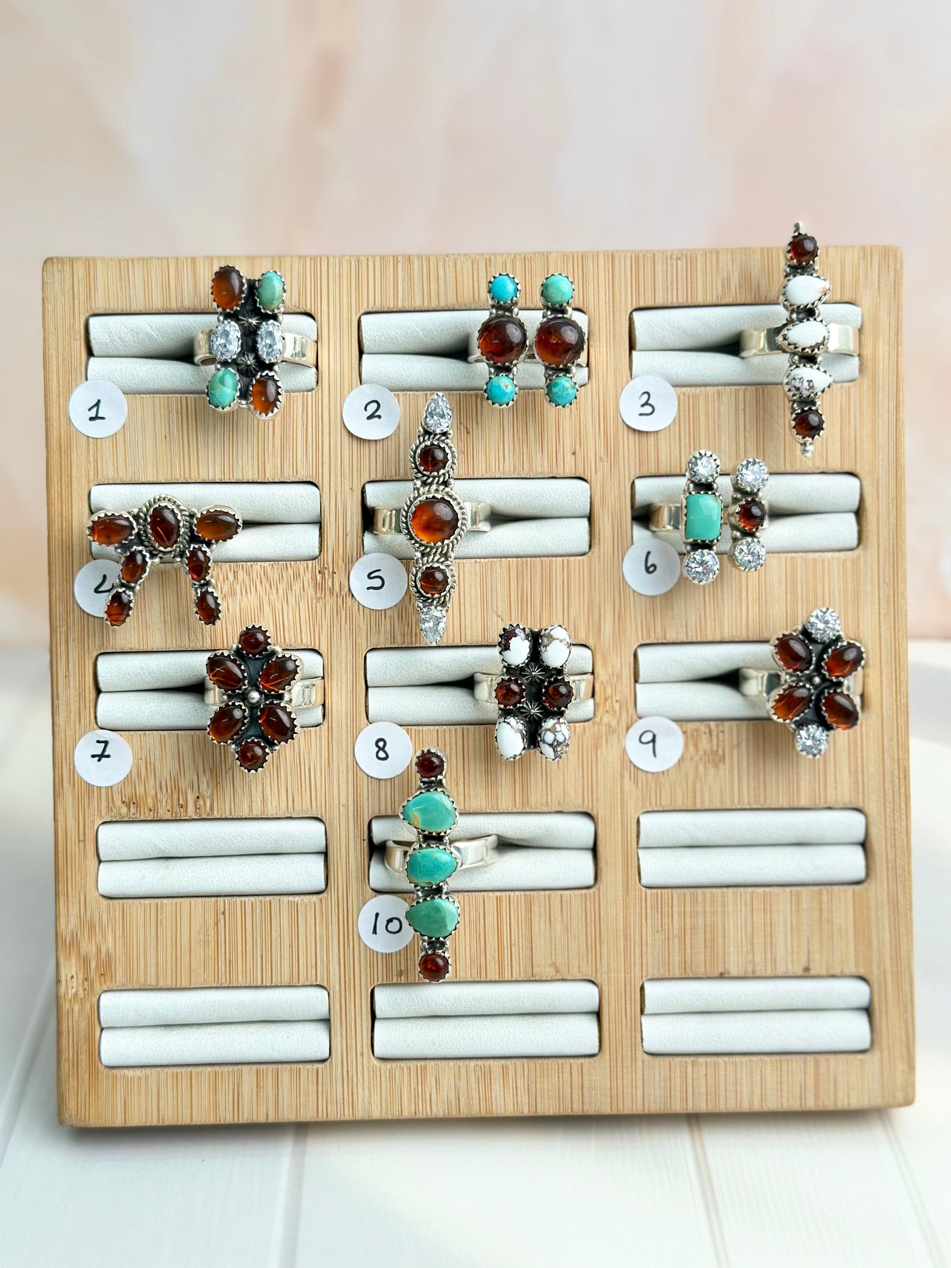 Amber, Turquoise & Crystal Rings-Rings-Krush Kandy, Women's Online Fashion Boutique Located in Phoenix, Arizona (Scottsdale Area)