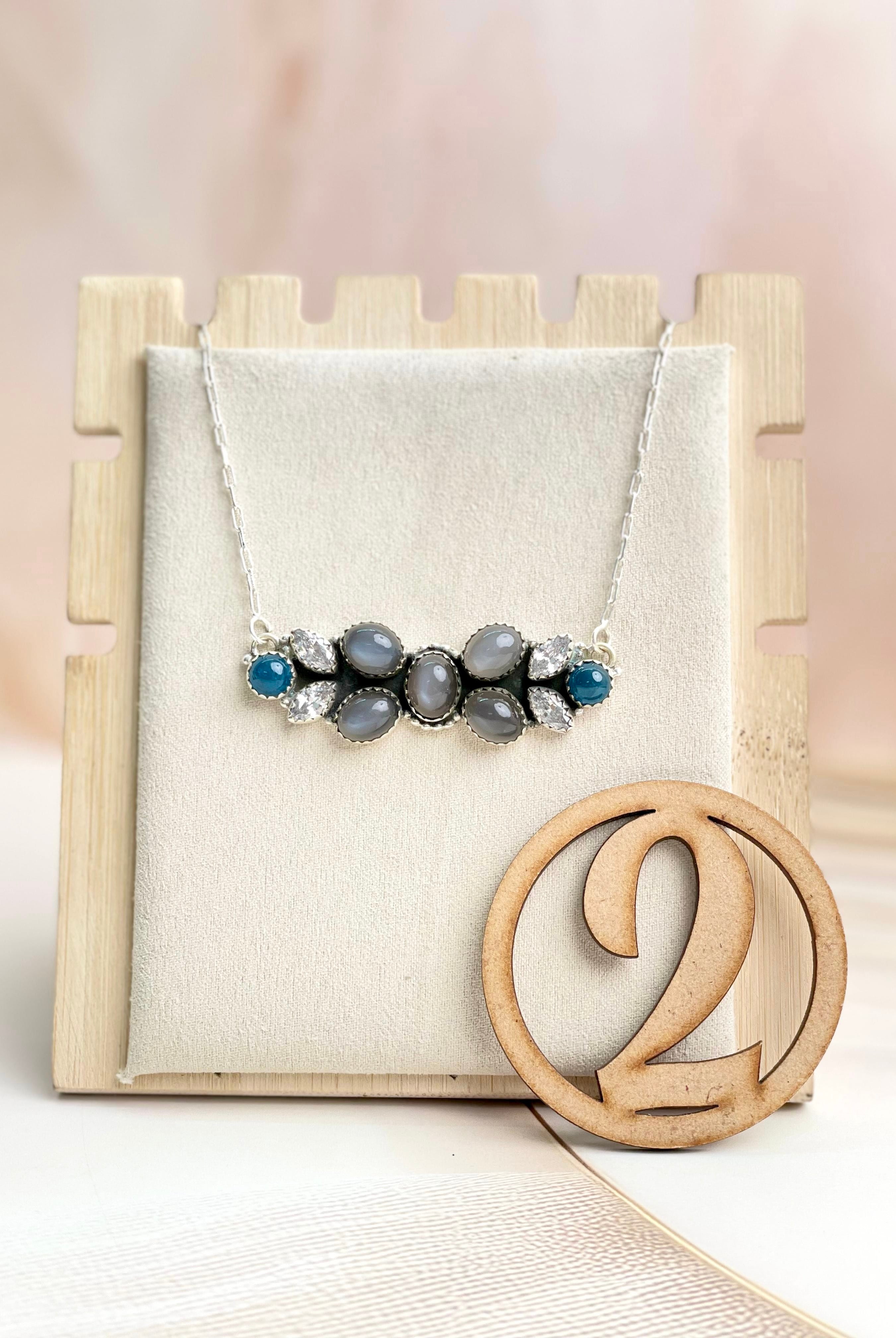 Grey Moonstone & Blue Apatite Necklace Sno 11-Necklaces-Krush Kandy, Women's Online Fashion Boutique Located in Phoenix, Arizona (Scottsdale Area)