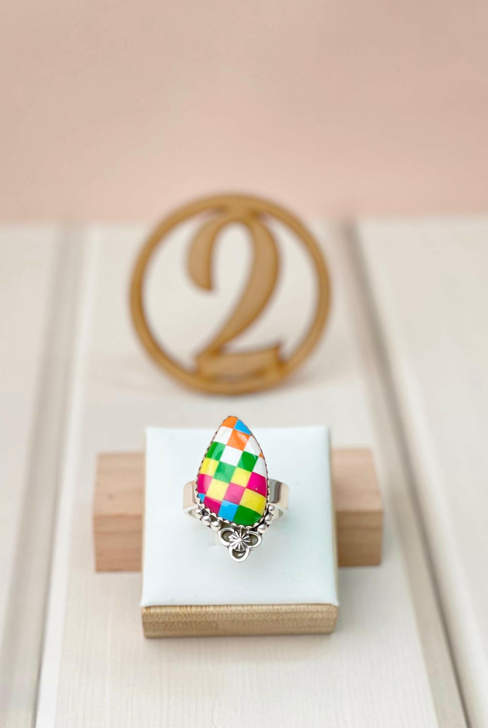 Summer Checkers Slab Rings-Rings-Krush Kandy, Women's Online Fashion Boutique Located in Phoenix, Arizona (Scottsdale Area)