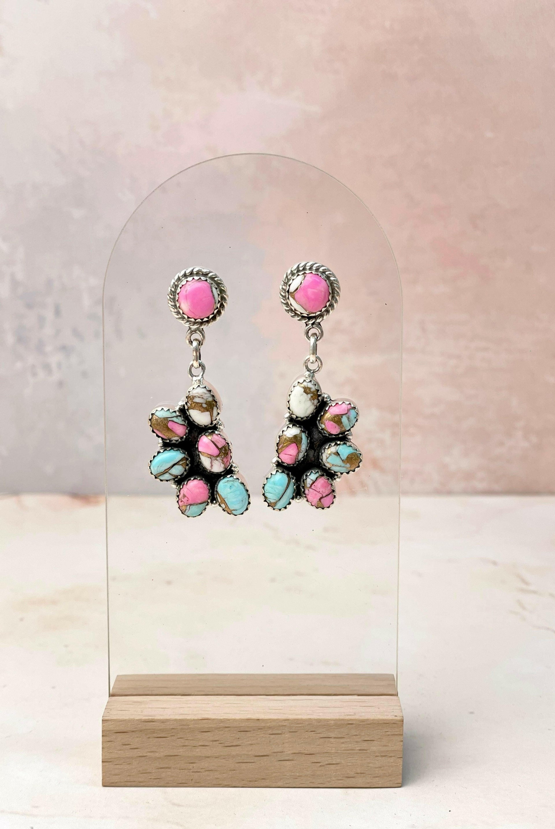 Cotton Candy Half Daisy Earrings-Earrings-Krush Kandy, Women's Online Fashion Boutique Located in Phoenix, Arizona (Scottsdale Area)