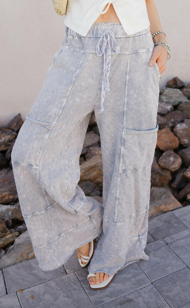 Seaside Breeze Mineral Wash Wide Leg Cropped Pants-Bottoms-Krush Kandy, Women's Online Fashion Boutique Located in Phoenix, Arizona (Scottsdale Area)