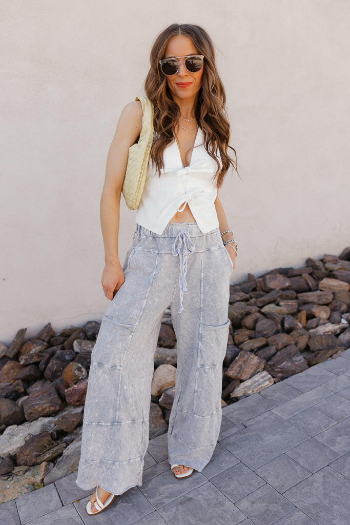 Seaside Breeze Mineral Wash Wide Leg Cropped Pants-Bottoms-Krush Kandy, Women's Online Fashion Boutique Located in Phoenix, Arizona (Scottsdale Area)