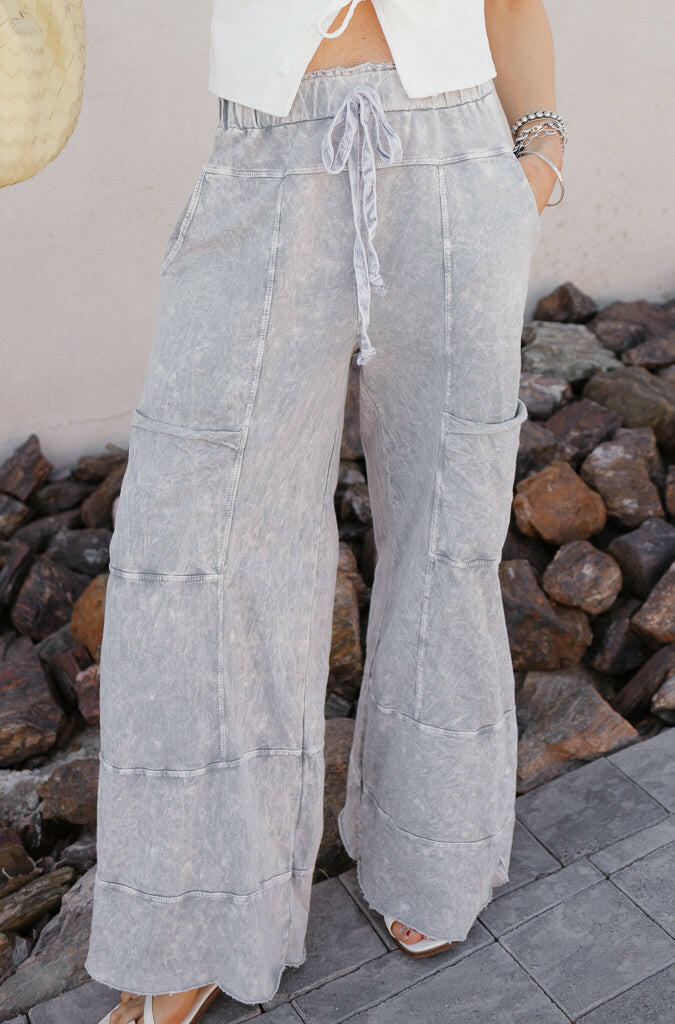 Seaside Breeze Mineral Wash Wide Leg Cropped Pants-Bottoms-Krush Kandy, Women's Online Fashion Boutique Located in Phoenix, Arizona (Scottsdale Area)
