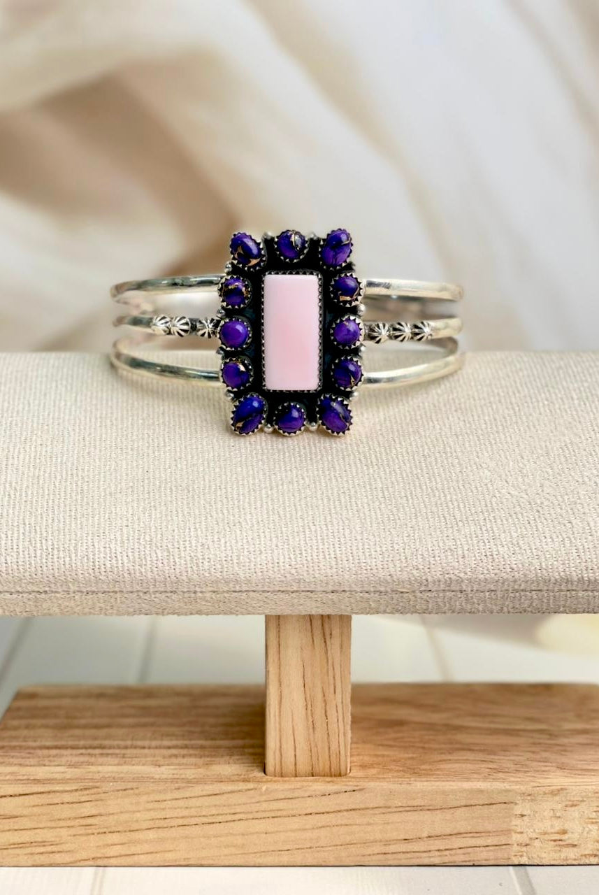 Pink Conch & Berry Dahlia Statement Cuffs-Bracelets-Krush Kandy, Women's Online Fashion Boutique Located in Phoenix, Arizona (Scottsdale Area)