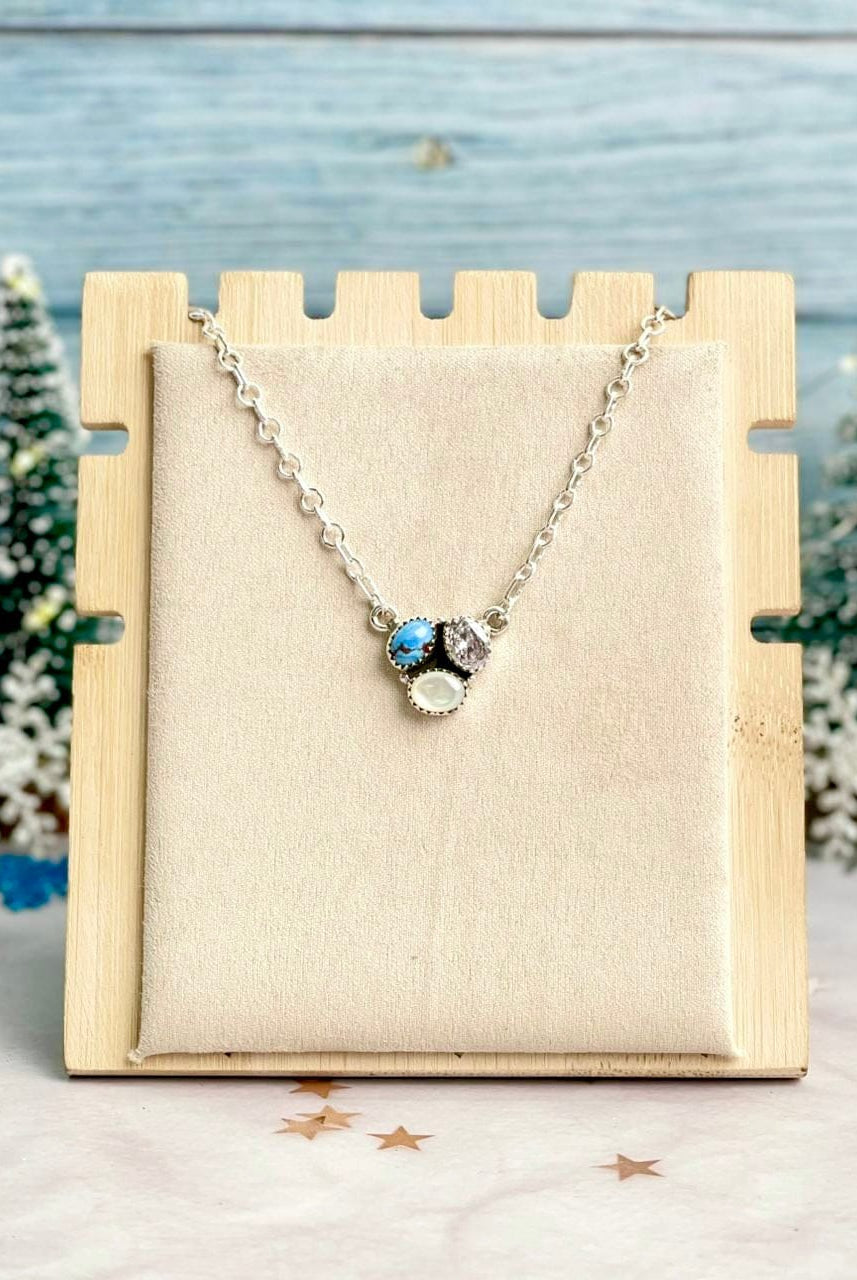 Winter Frost Golden Hills, White Shell & Crystal Necklace-Necklaces-Krush Kandy, Women's Online Fashion Boutique Located in Phoenix, Arizona (Scottsdale Area)