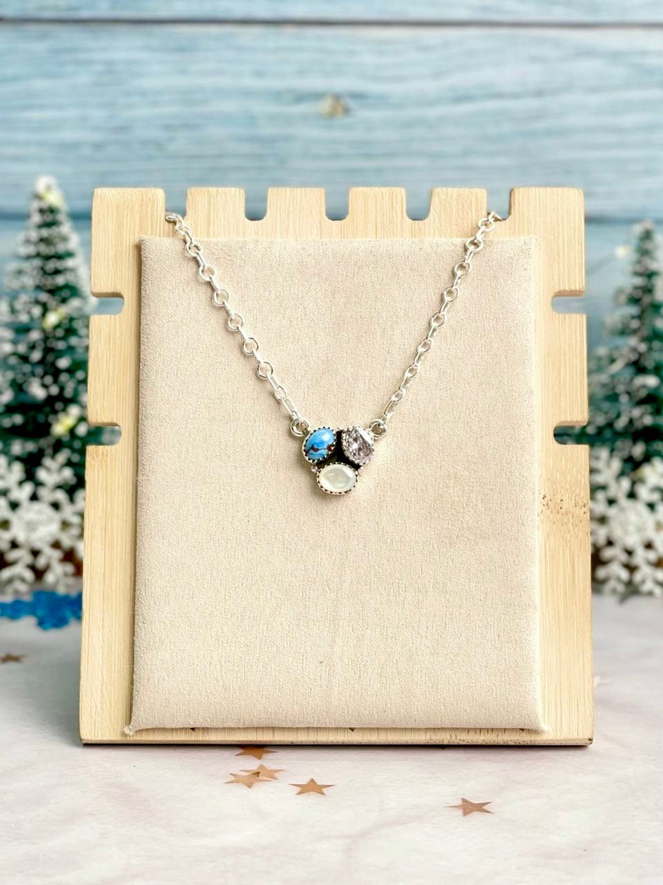 Winter Frost Golden Hills, White Shell & Crystal Necklace-Necklaces-Krush Kandy, Women's Online Fashion Boutique Located in Phoenix, Arizona (Scottsdale Area)