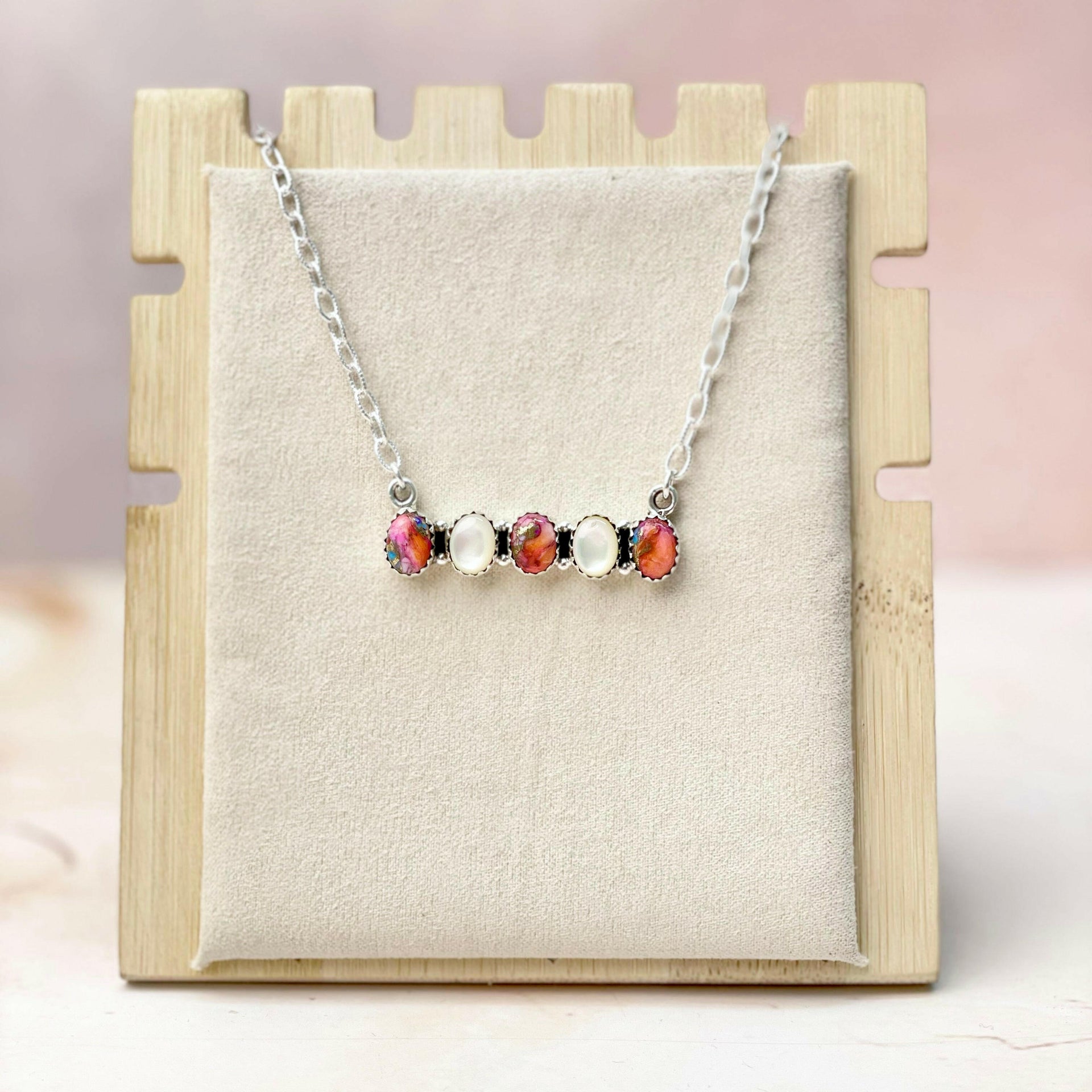 Multi Gem and MOP Bar Necklace-Necklaces-Krush Kandy, Women's Online Fashion Boutique Located in Phoenix, Arizona (Scottsdale Area)