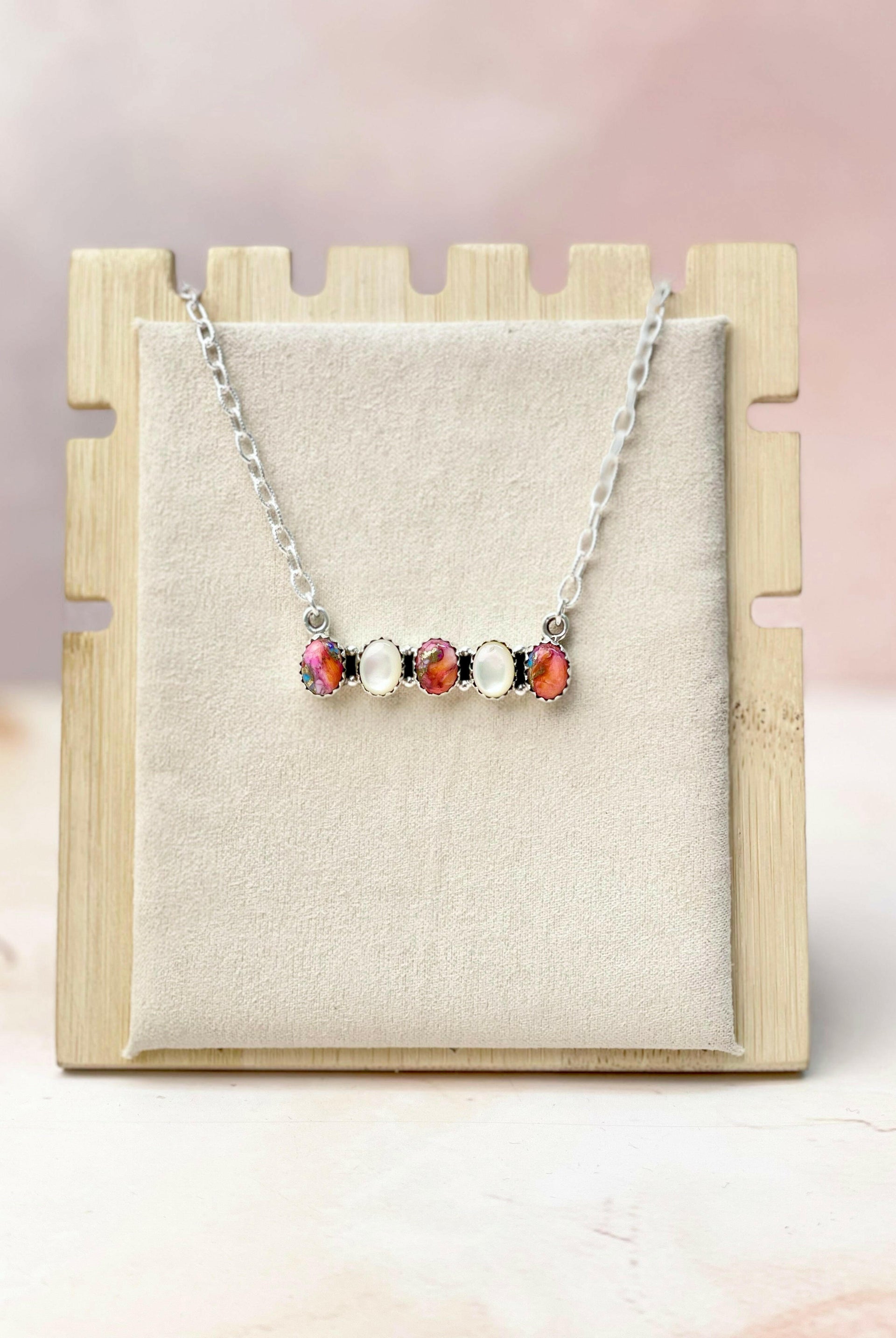 Multi Gem and MOP Bar Necklace-Necklaces-Krush Kandy, Women's Online Fashion Boutique Located in Phoenix, Arizona (Scottsdale Area)