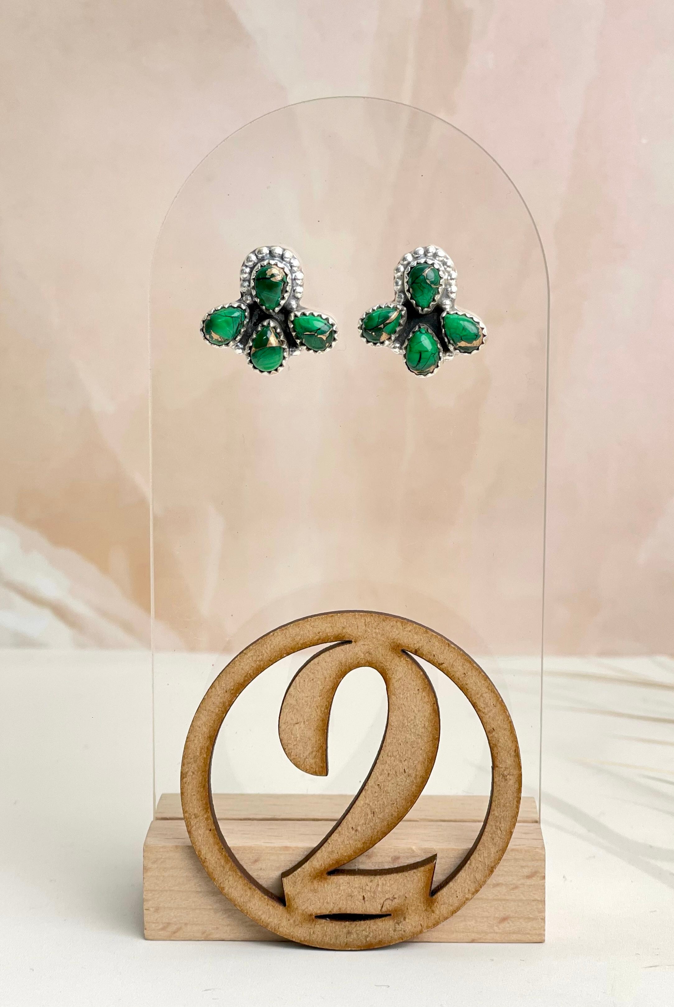 Irish Green Dahlia Studs sno 1-Earrings-Krush Kandy, Women's Online Fashion Boutique Located in Phoenix, Arizona (Scottsdale Area)