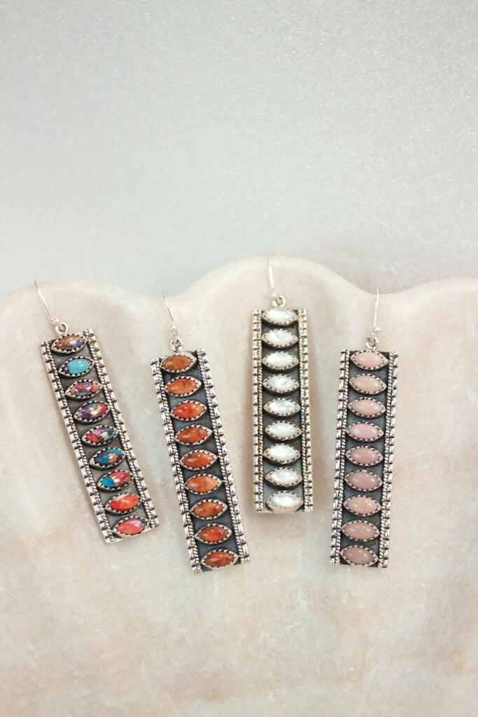 Showstopper Stone Bar Earrings-Drop Earrings-Krush Kandy, Women's Online Fashion Boutique Located in Phoenix, Arizona (Scottsdale Area)