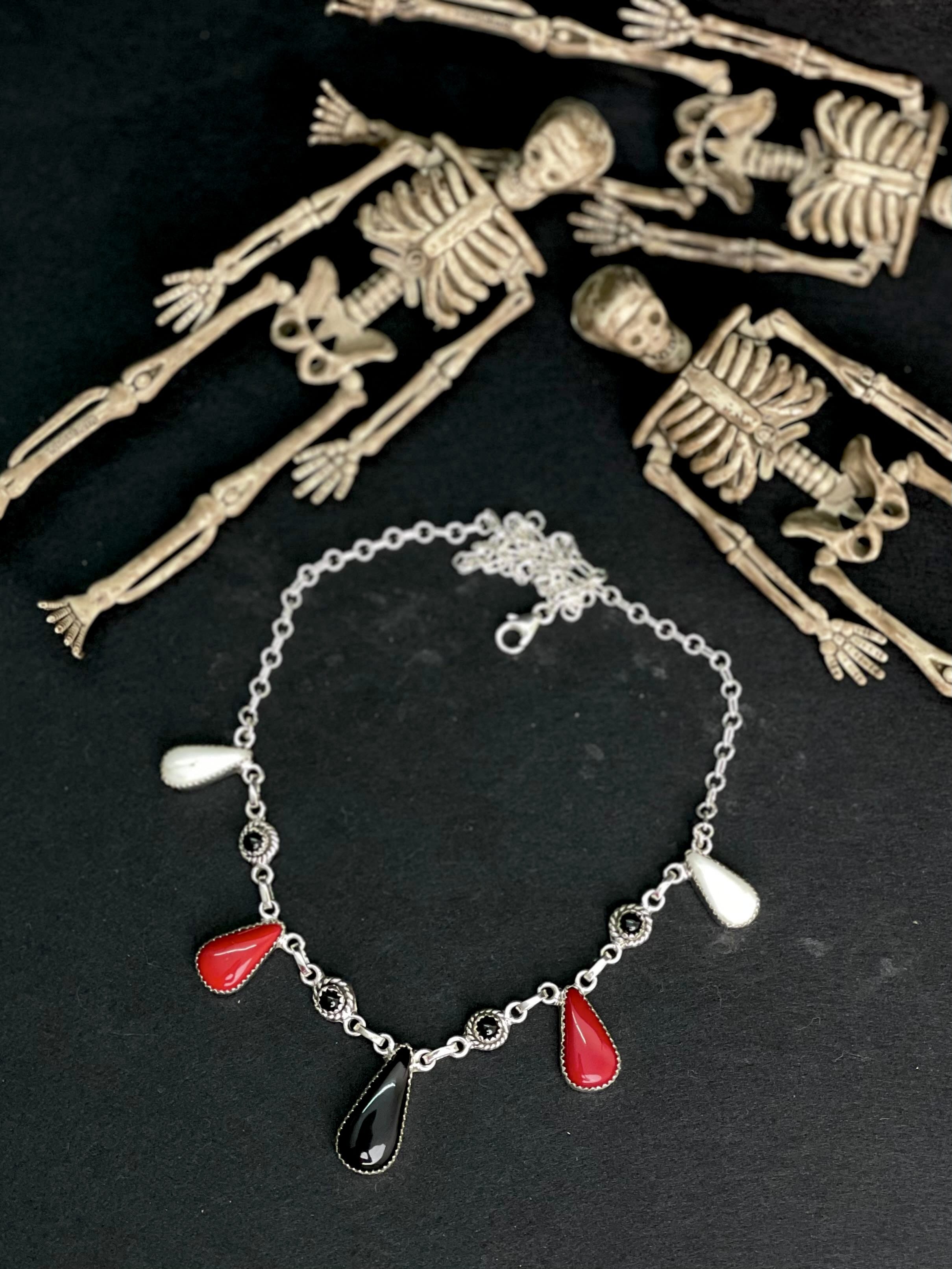 Halloween Necklace Rosarita & Black Onyx sno 2-Necklaces-Krush Kandy, Women's Online Fashion Boutique Located in Phoenix, Arizona (Scottsdale Area)
