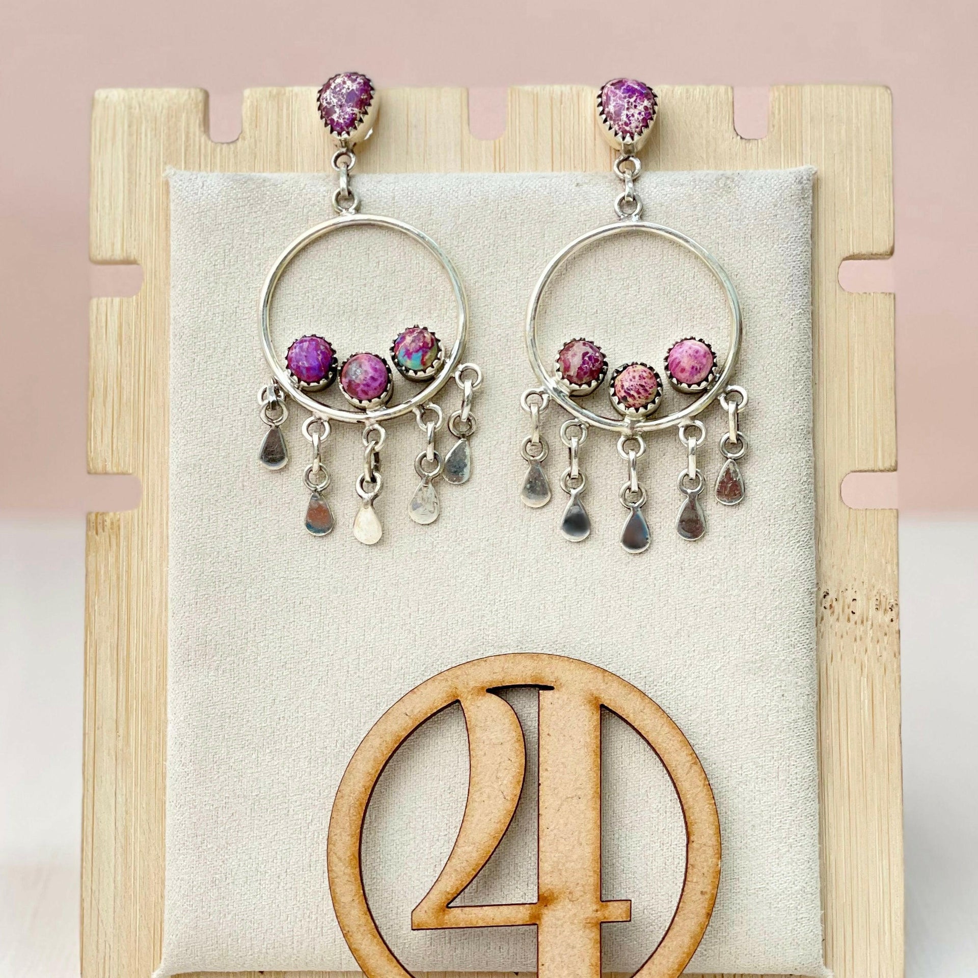 Desert Jasper Boho Fringe Hoops-Earrings-Krush Kandy, Women's Online Fashion Boutique Located in Phoenix, Arizona (Scottsdale Area)