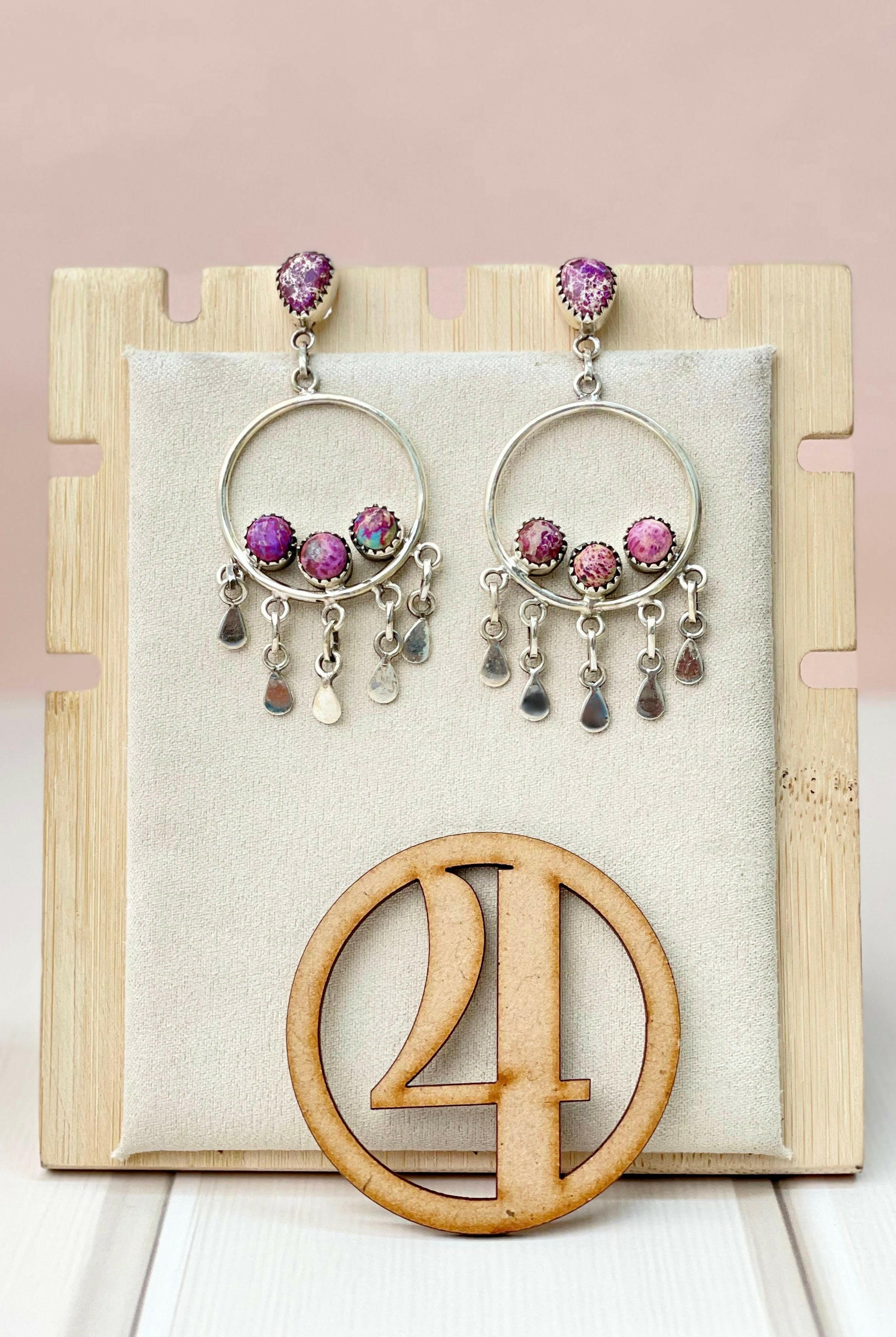 Desert Jasper Boho Fringe Hoops-Earrings-Krush Kandy, Women's Online Fashion Boutique Located in Phoenix, Arizona (Scottsdale Area)
