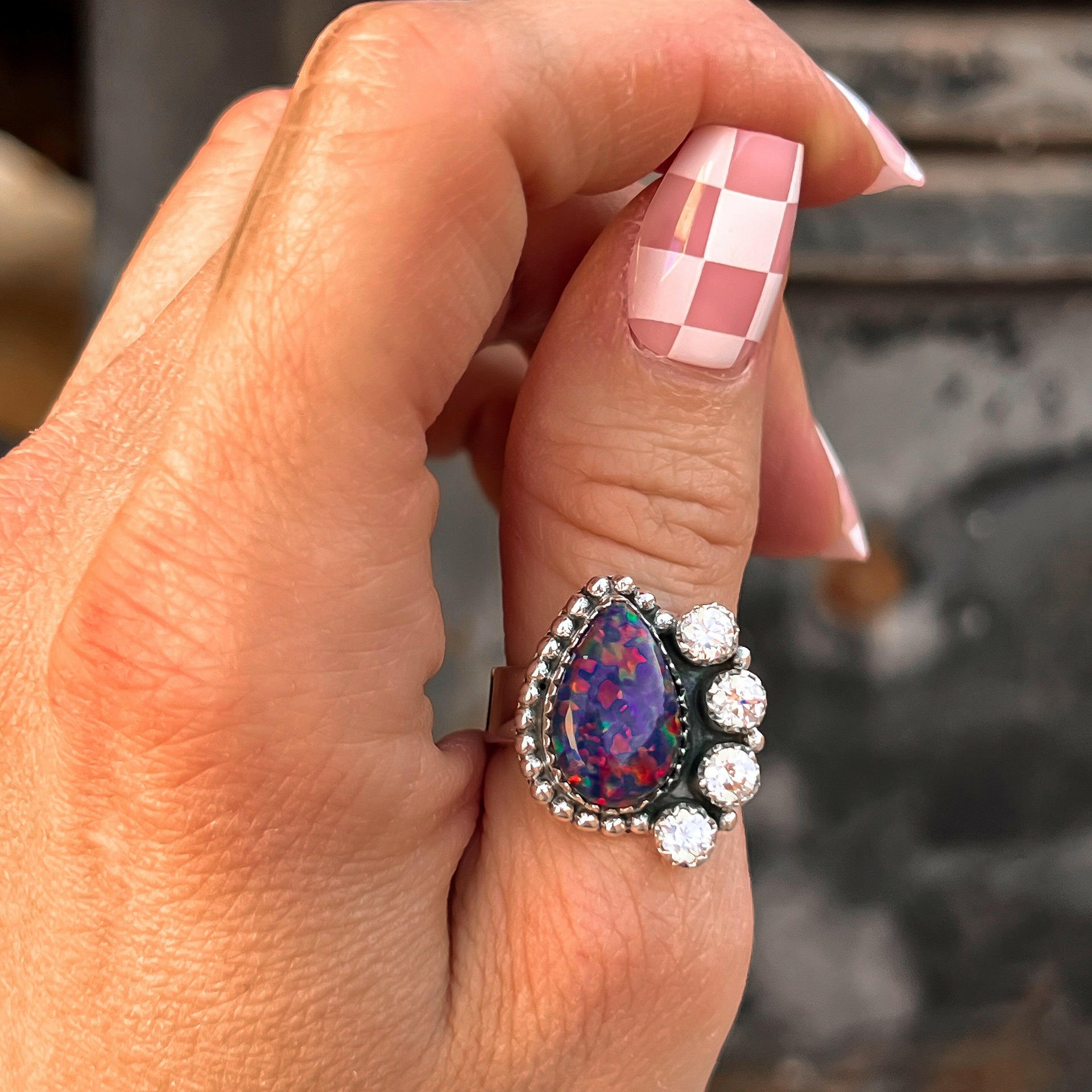 Supernova Opal & Crystal Sterling Silver Rings-Cluster Rings-Krush Kandy, Women's Online Fashion Boutique Located in Phoenix, Arizona (Scottsdale Area)