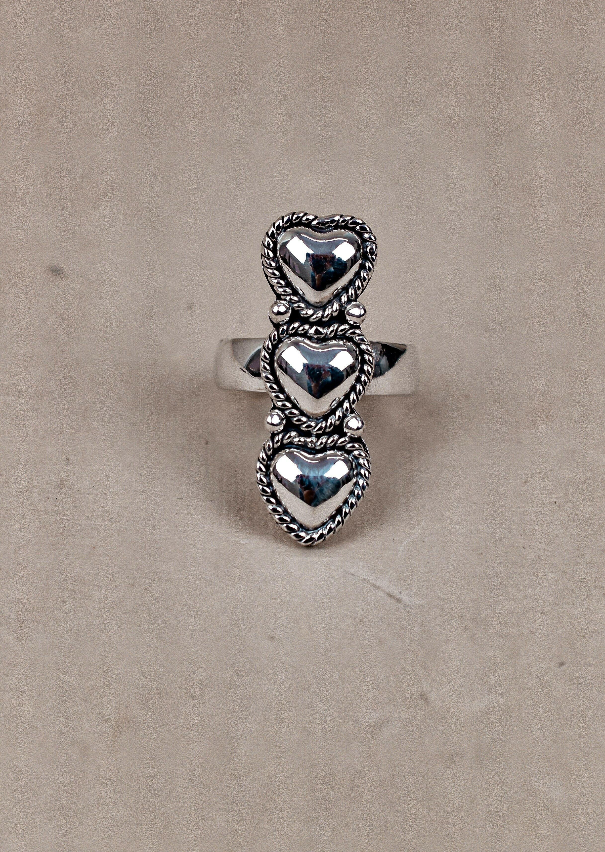 Tri-Heart Sterling Silver Ring-Crawler Rings-Krush Kandy, Women's Online Fashion Boutique Located in Phoenix, Arizona (Scottsdale Area)