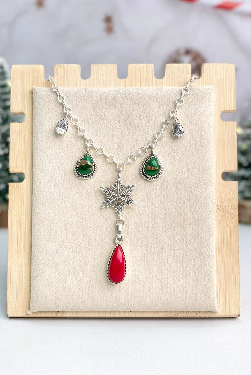 Snowflake Delight Stone Drop Necklace-Necklaces-Krush Kandy, Women's Online Fashion Boutique Located in Phoenix, Arizona (Scottsdale Area)