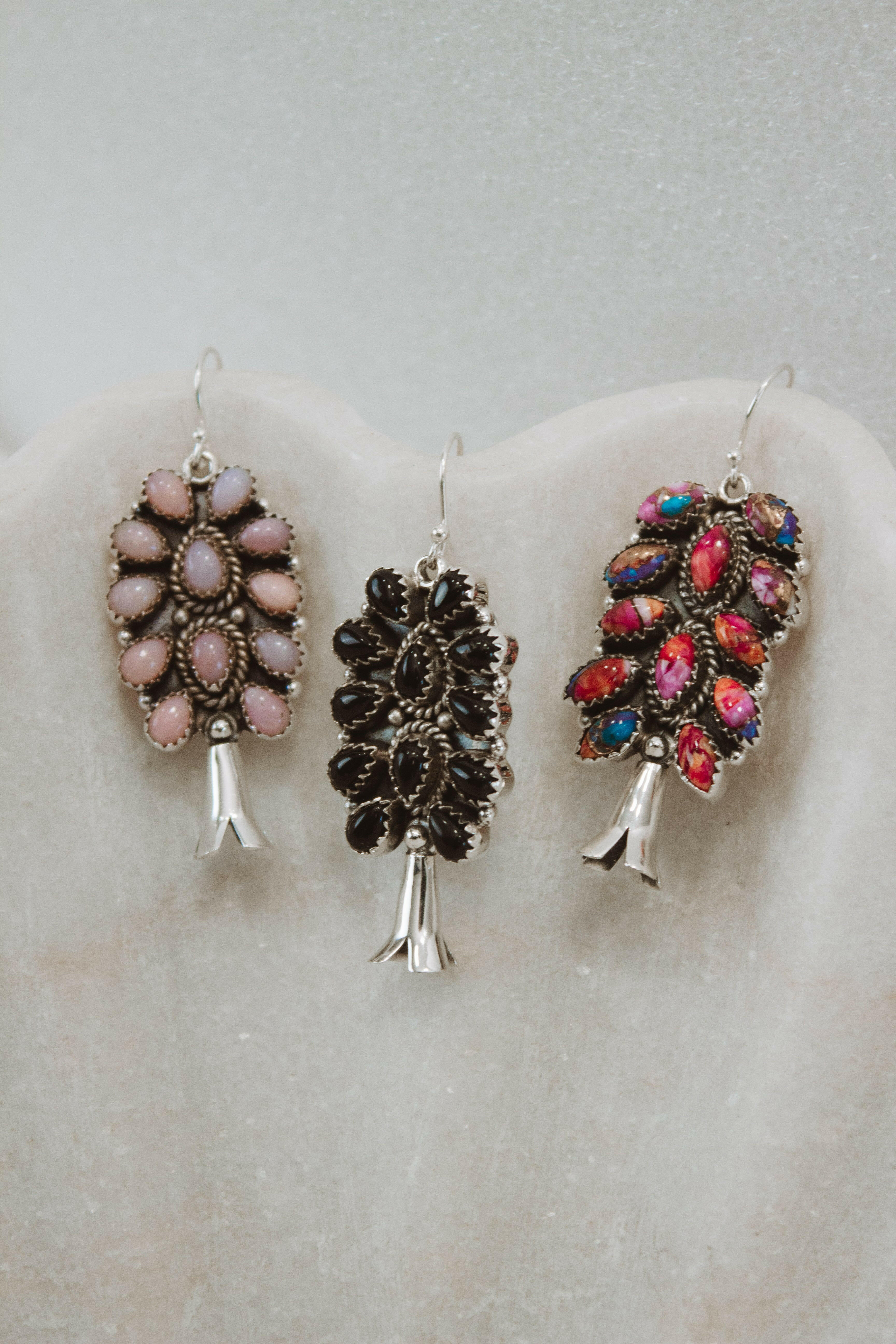 Squash Blossom Stone Cluster Earrings | Krush Exclusive-Drop Earrings-Krush Kandy, Women's Online Fashion Boutique Located in Phoenix, Arizona (Scottsdale Area)