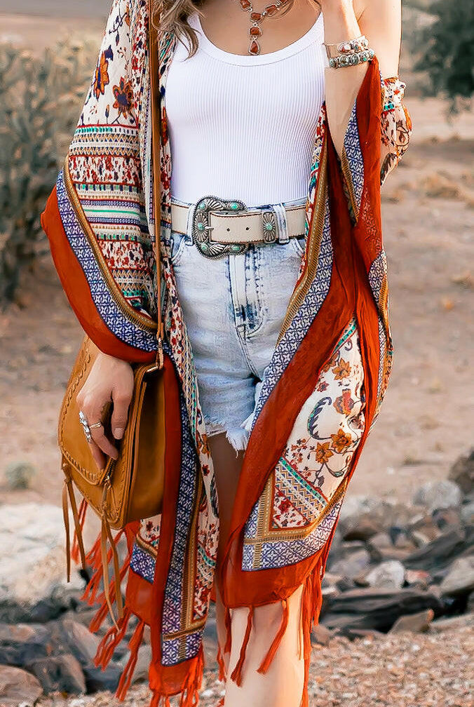 Bohemian Diamond Tassel Kimono-Kimonos-Krush Kandy, Women's Online Fashion Boutique Located in Phoenix, Arizona (Scottsdale Area)