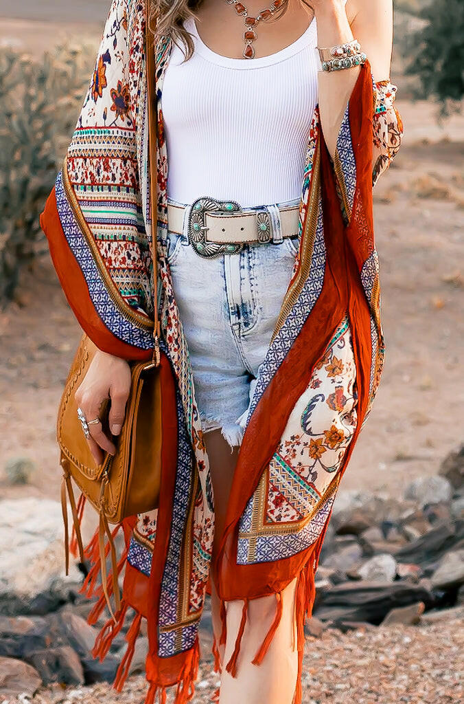 Bohemian Diamond Tassel Kimono-Kimonos-Krush Kandy, Women's Online Fashion Boutique Located in Phoenix, Arizona (Scottsdale Area)