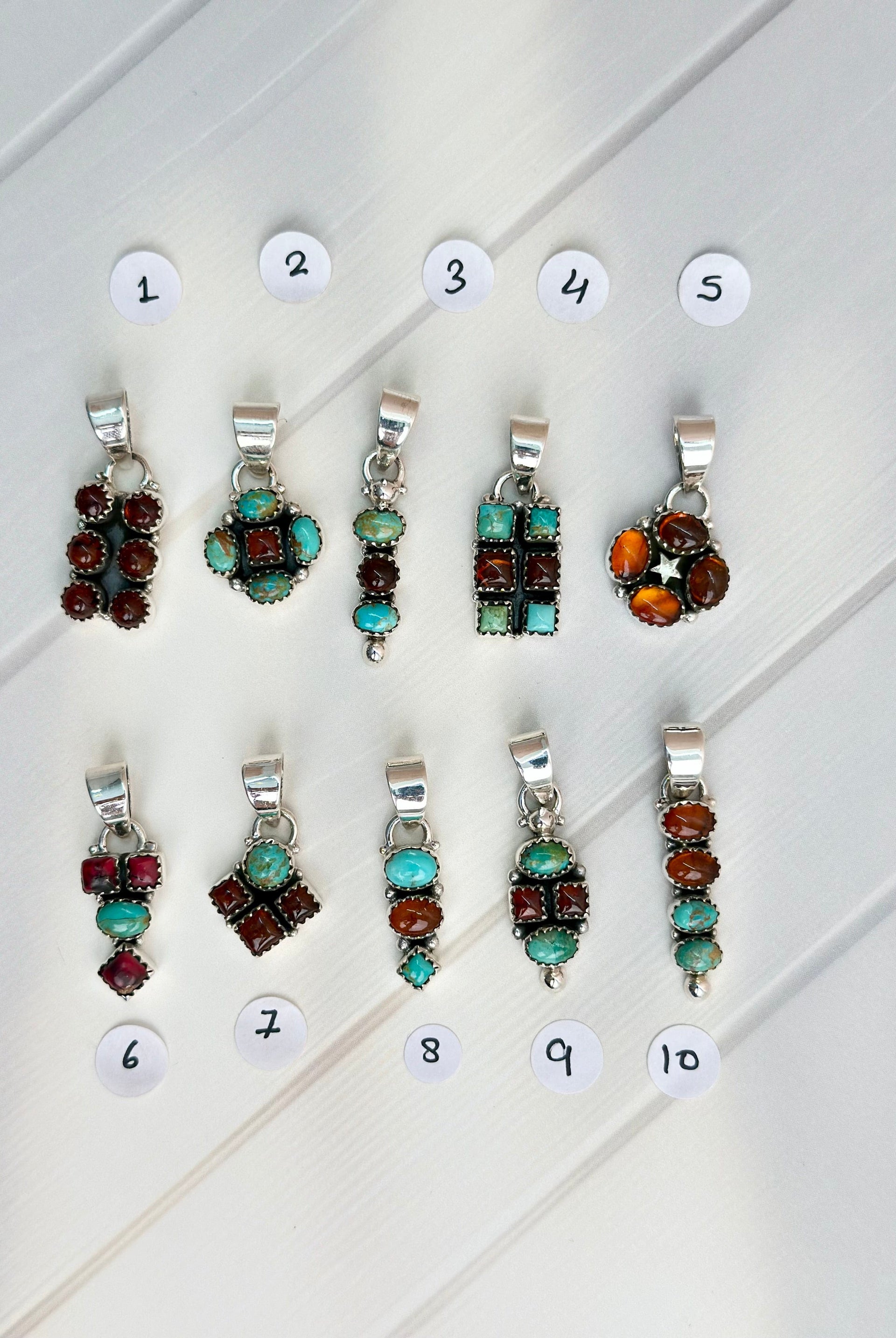 Amber, Turquoise & Crystal Pendants-Necklaces-Krush Kandy, Women's Online Fashion Boutique Located in Phoenix, Arizona (Scottsdale Area)