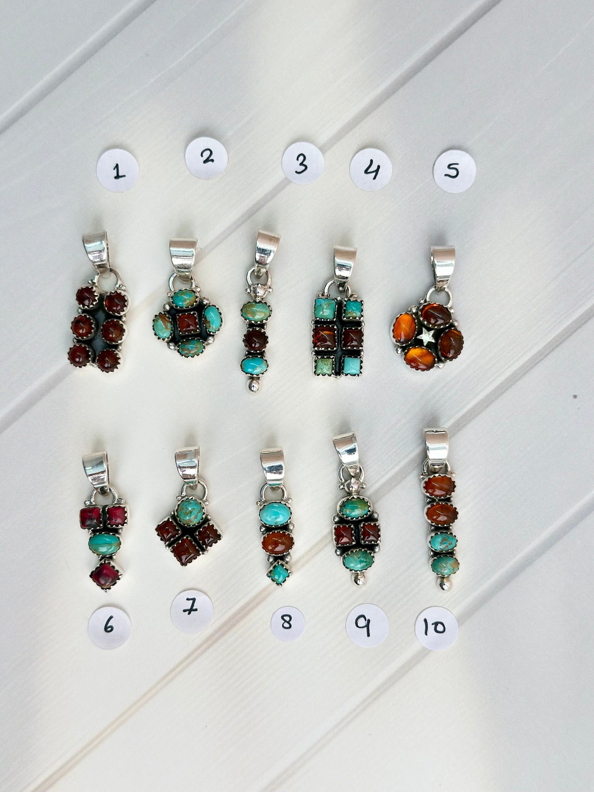 Amber, Turquoise & Crystal Pendants-Necklaces-Krush Kandy, Women's Online Fashion Boutique Located in Phoenix, Arizona (Scottsdale Area)