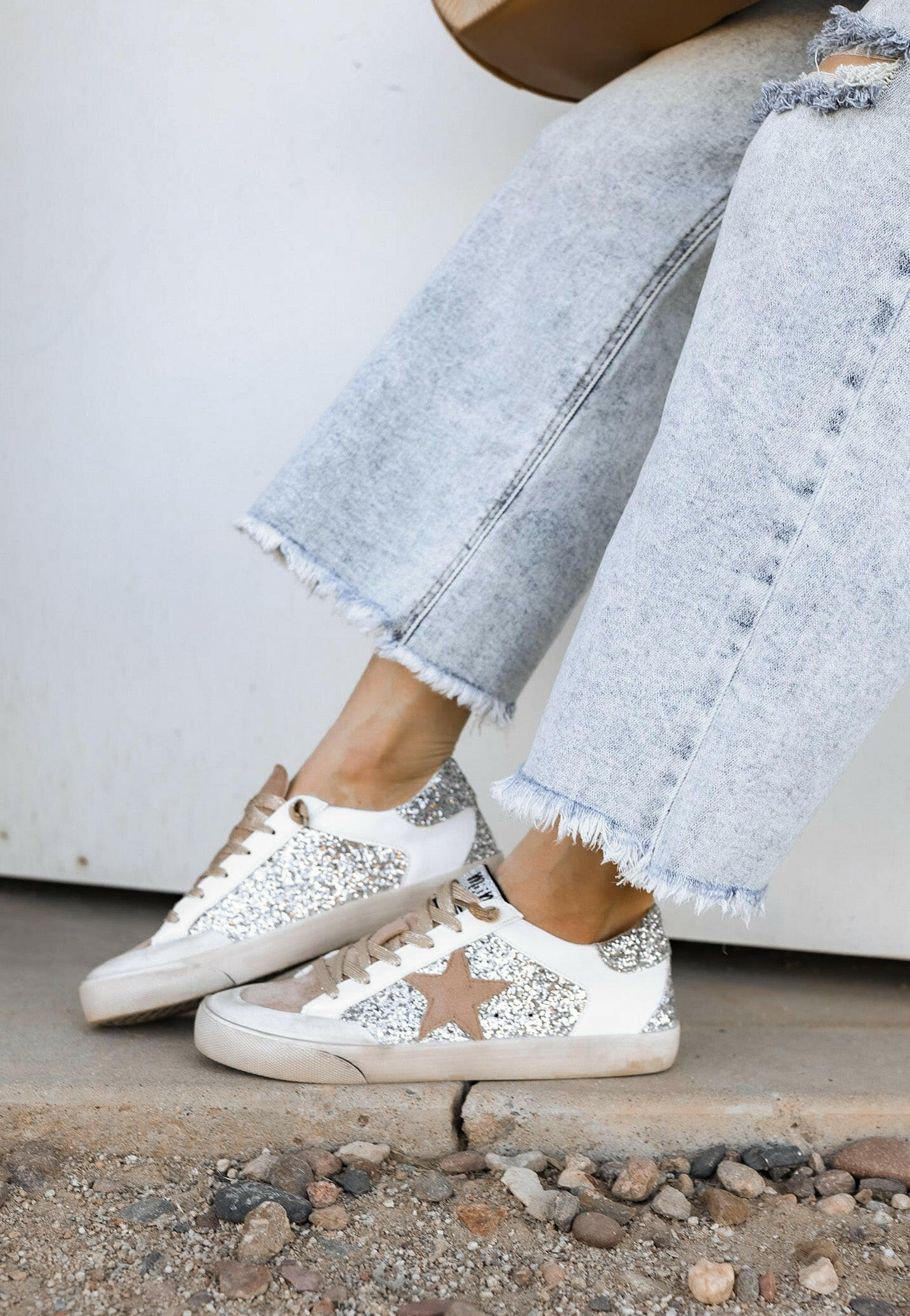Your Favorite Neutral Glitter Star Sneaker-Sneakers-Krush Kandy, Women's Online Fashion Boutique Located in Phoenix, Arizona (Scottsdale Area)