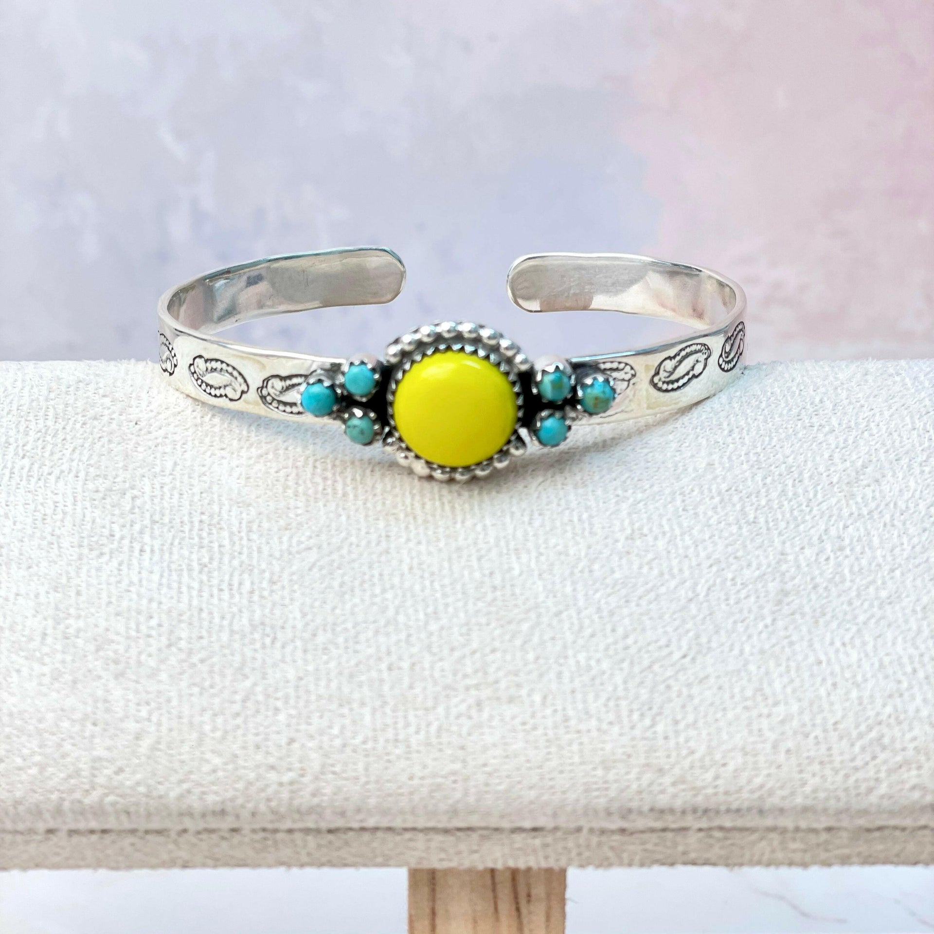 Rosarita Round Bar Turquoise Cuff-Bracelets-Krush Kandy, Women's Online Fashion Boutique Located in Phoenix, Arizona (Scottsdale Area)