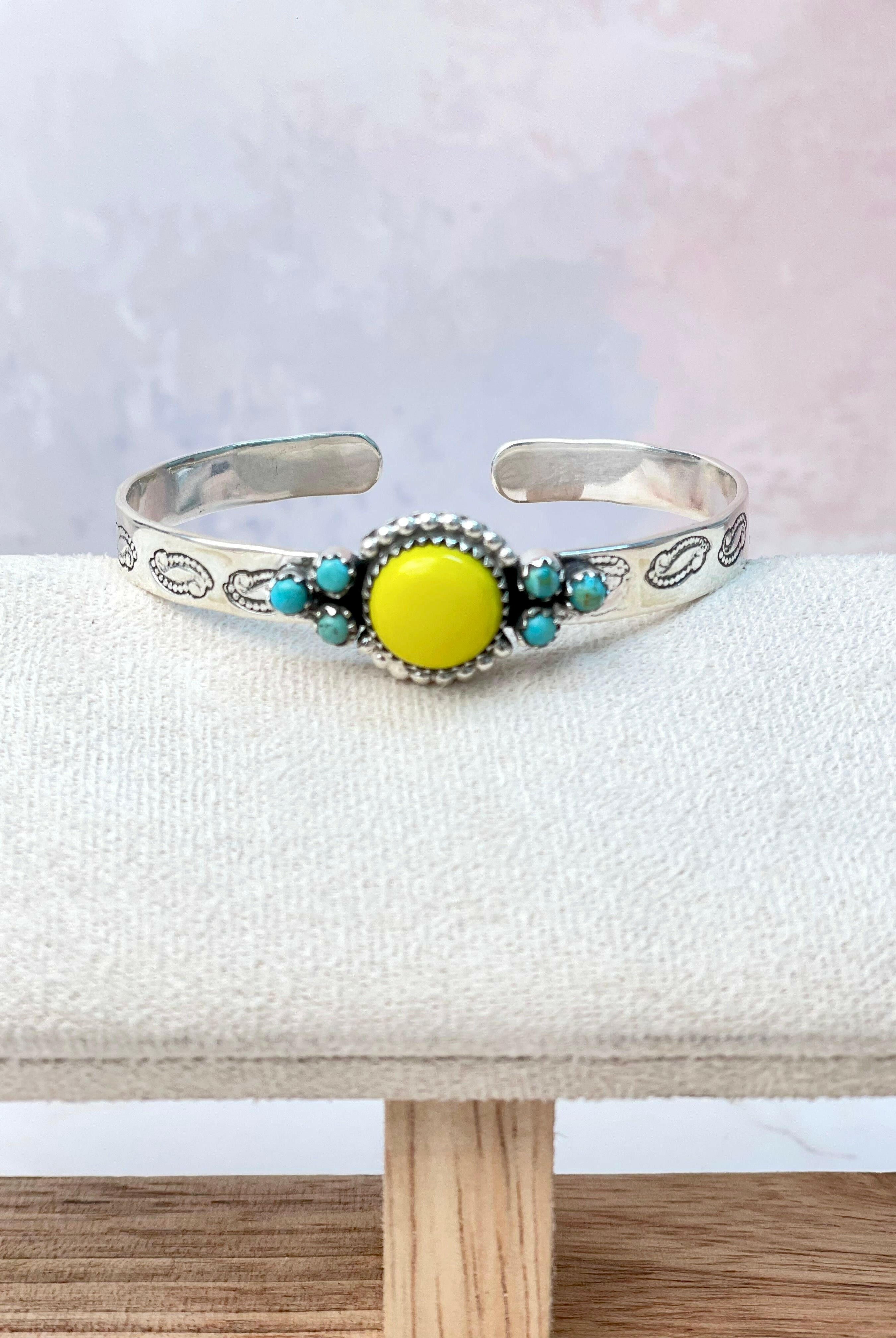 Rosarita Round Bar Turquoise Cuff-Bracelets-Krush Kandy, Women's Online Fashion Boutique Located in Phoenix, Arizona (Scottsdale Area)
