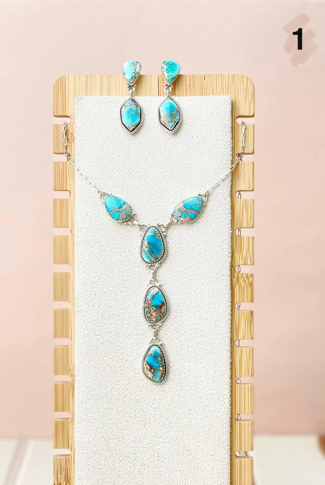 Desert Blue Jasper Necklace and Earring Set-Necklaces-Krush Kandy, Women's Online Fashion Boutique Located in Phoenix, Arizona (Scottsdale Area)
